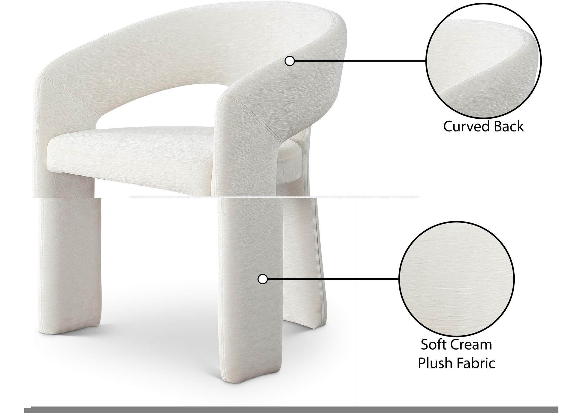 Rendition Cream Plush Fabric Dining Chair