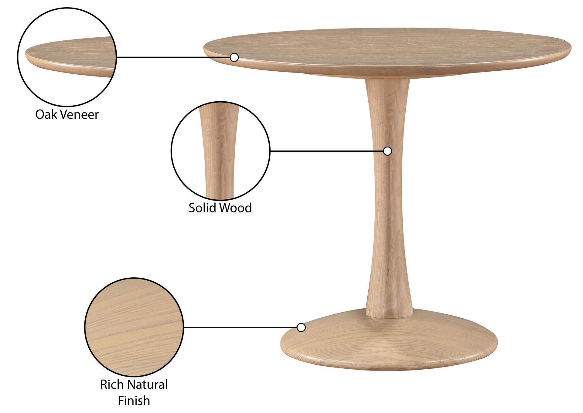 Tulip Natural Oak Dining Table image 8
