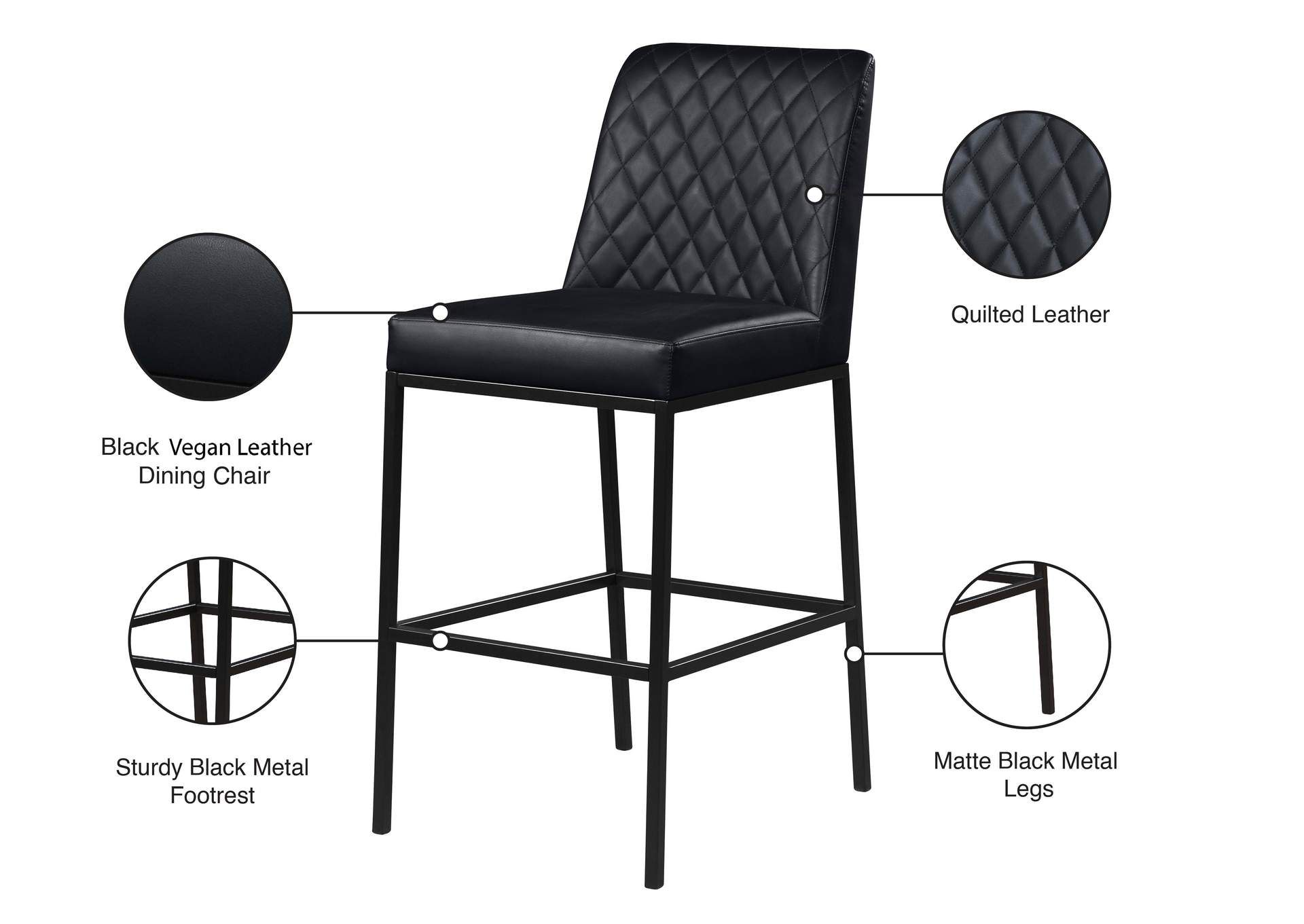 Bryce Black Vegan Leather Stool