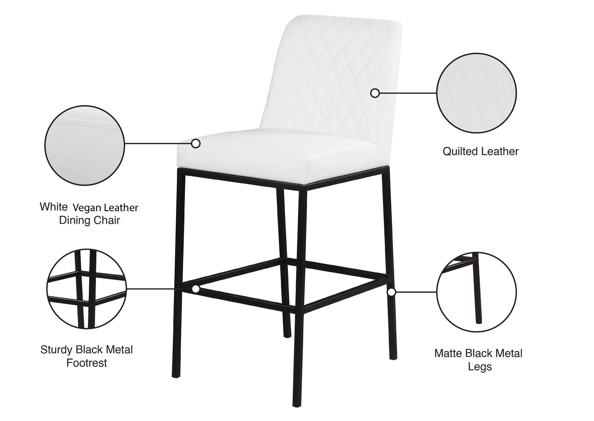 Bryce White Vegan Leather Stool