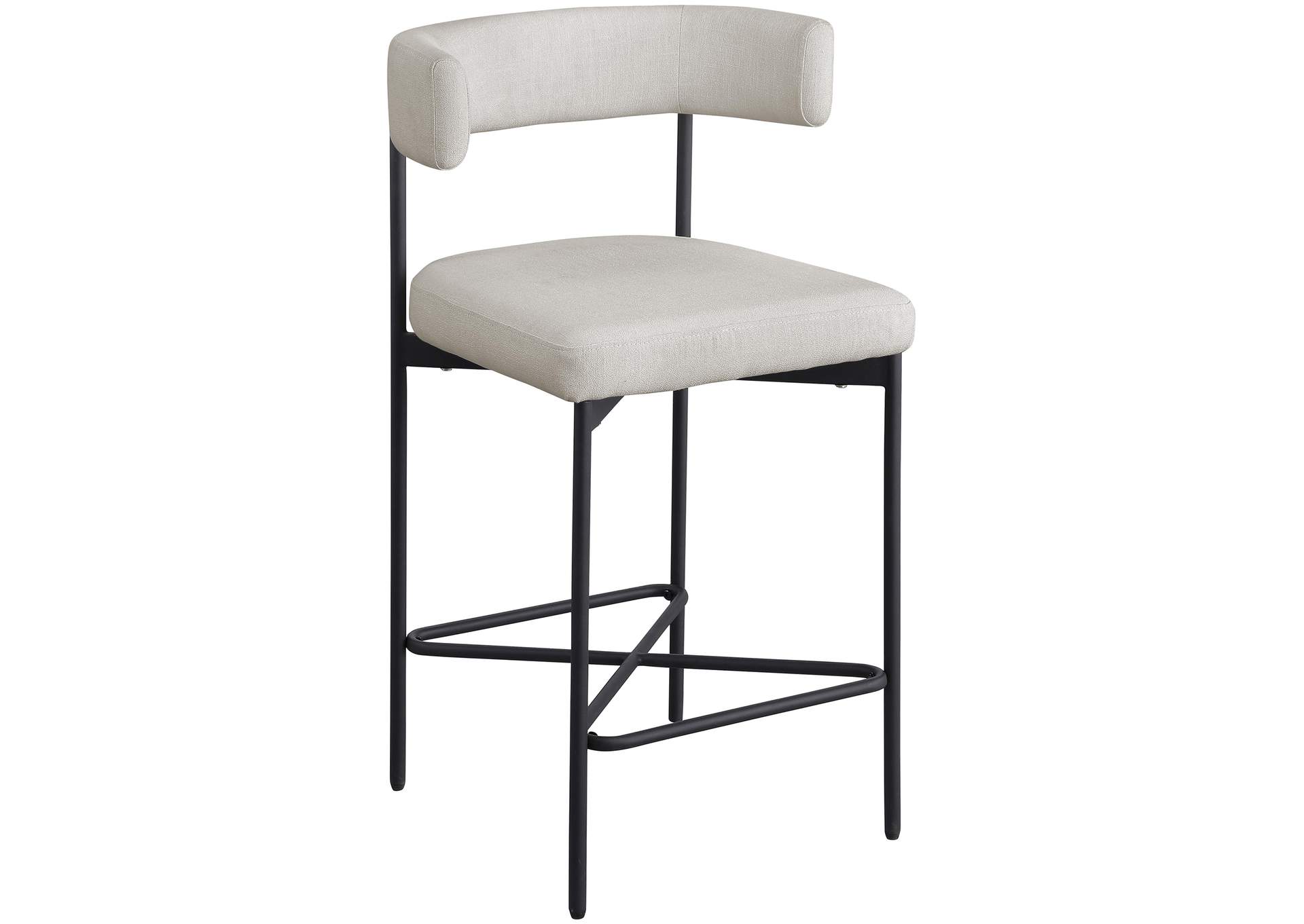Rivage Beige Durable Linen Textured Fabric Stool
