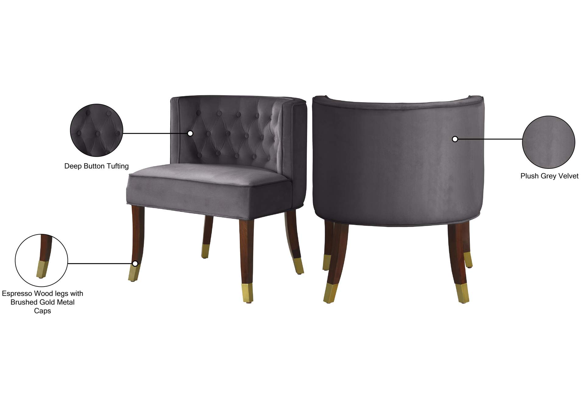 Perry Grey Velvet Dining Chair
