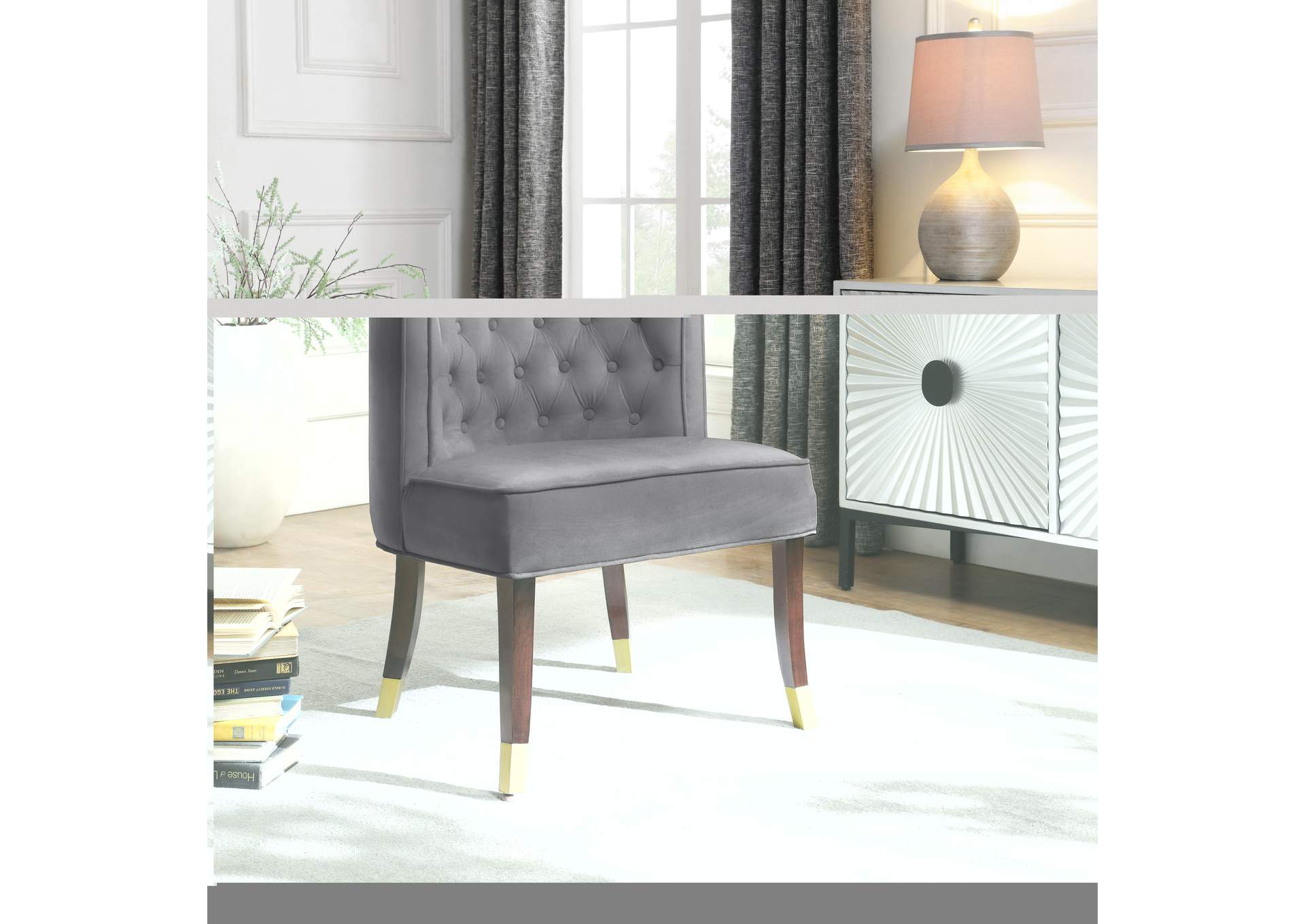 Perry Grey Velvet Dining Chair