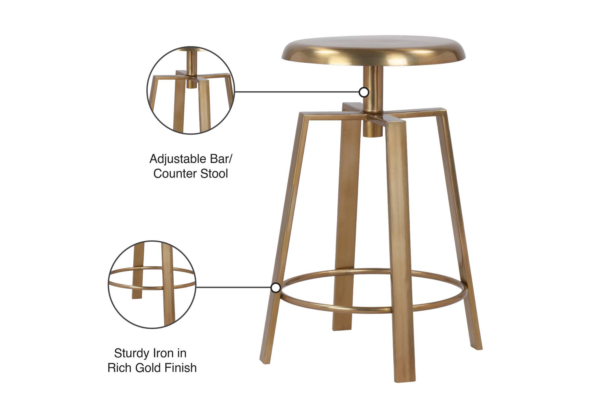 Lang Gold Iron Counter - Bar Stool