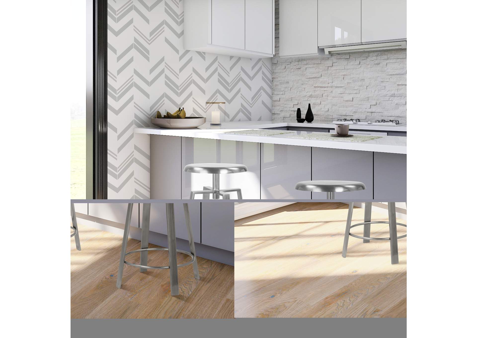 Lang Silver Iron Counter - Bar Stool