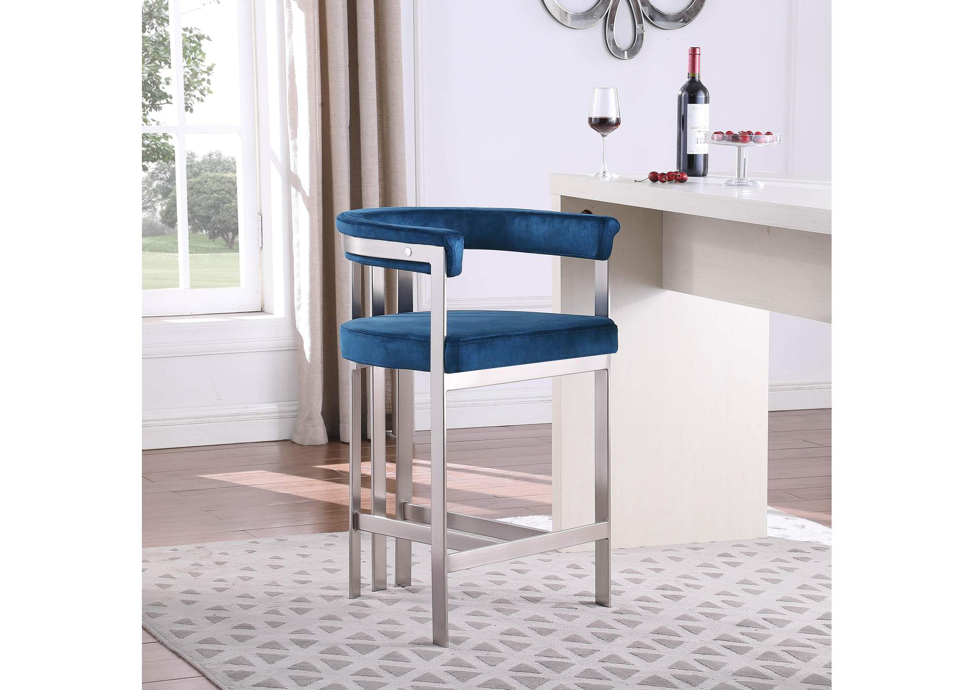 Marcello Navy Velvet Counter Stool