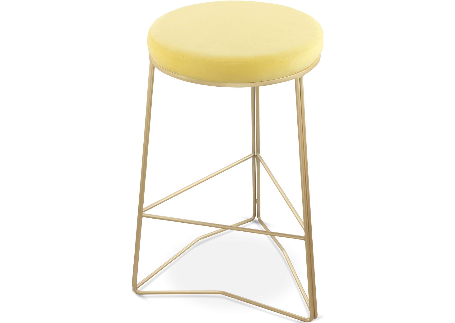 Tres Yellow Velvet Counter Stool