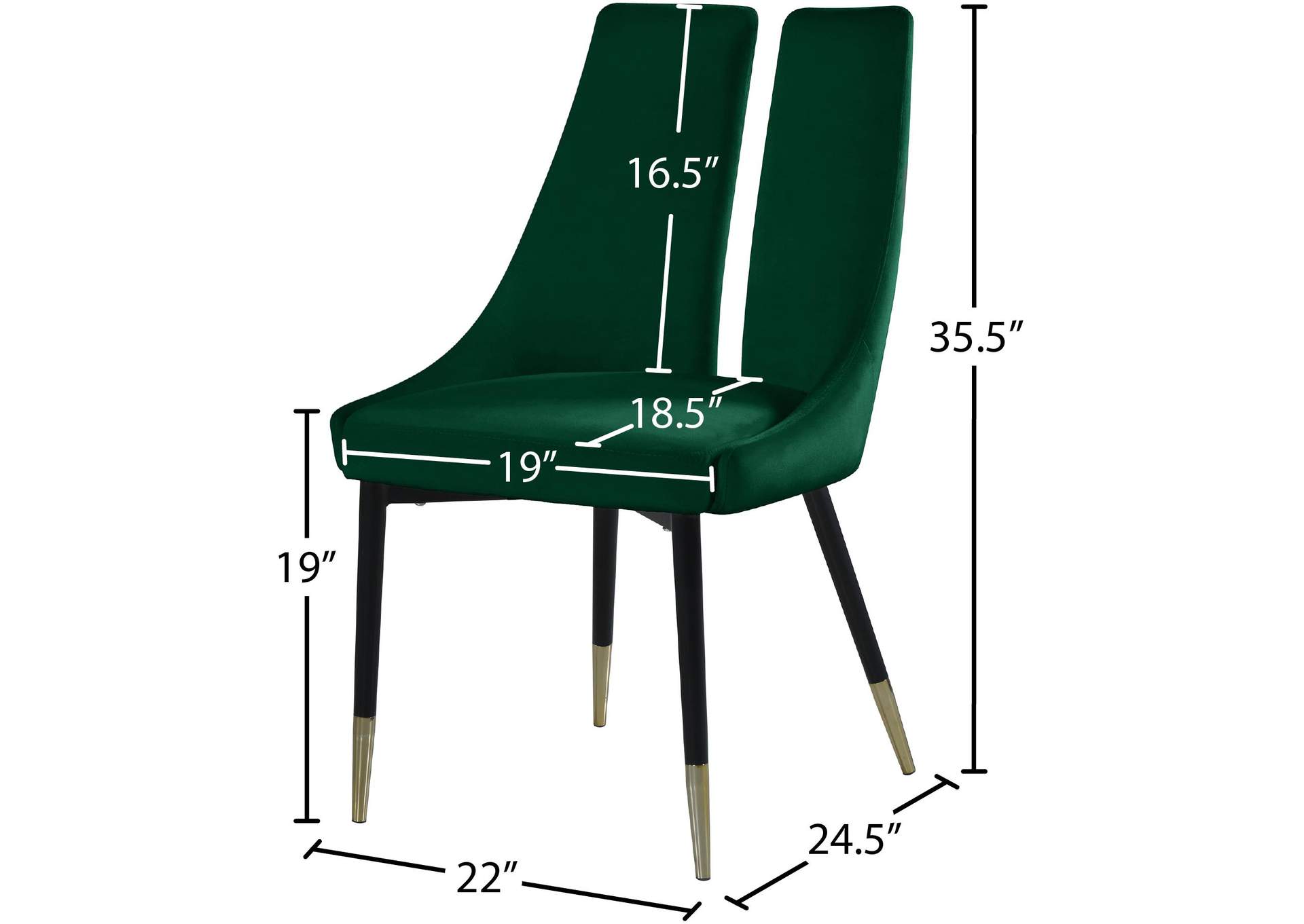 Sleek Green Velvet Dining Chair