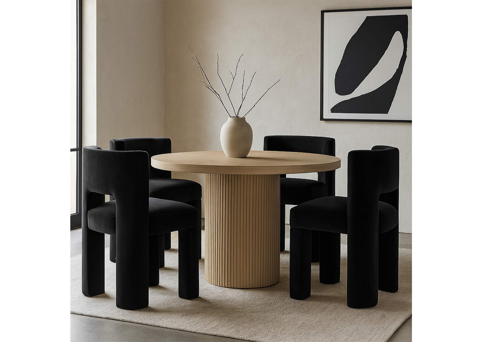 Zuno Black Velvet Performance Fabric Upholstered Dining Chair image 3