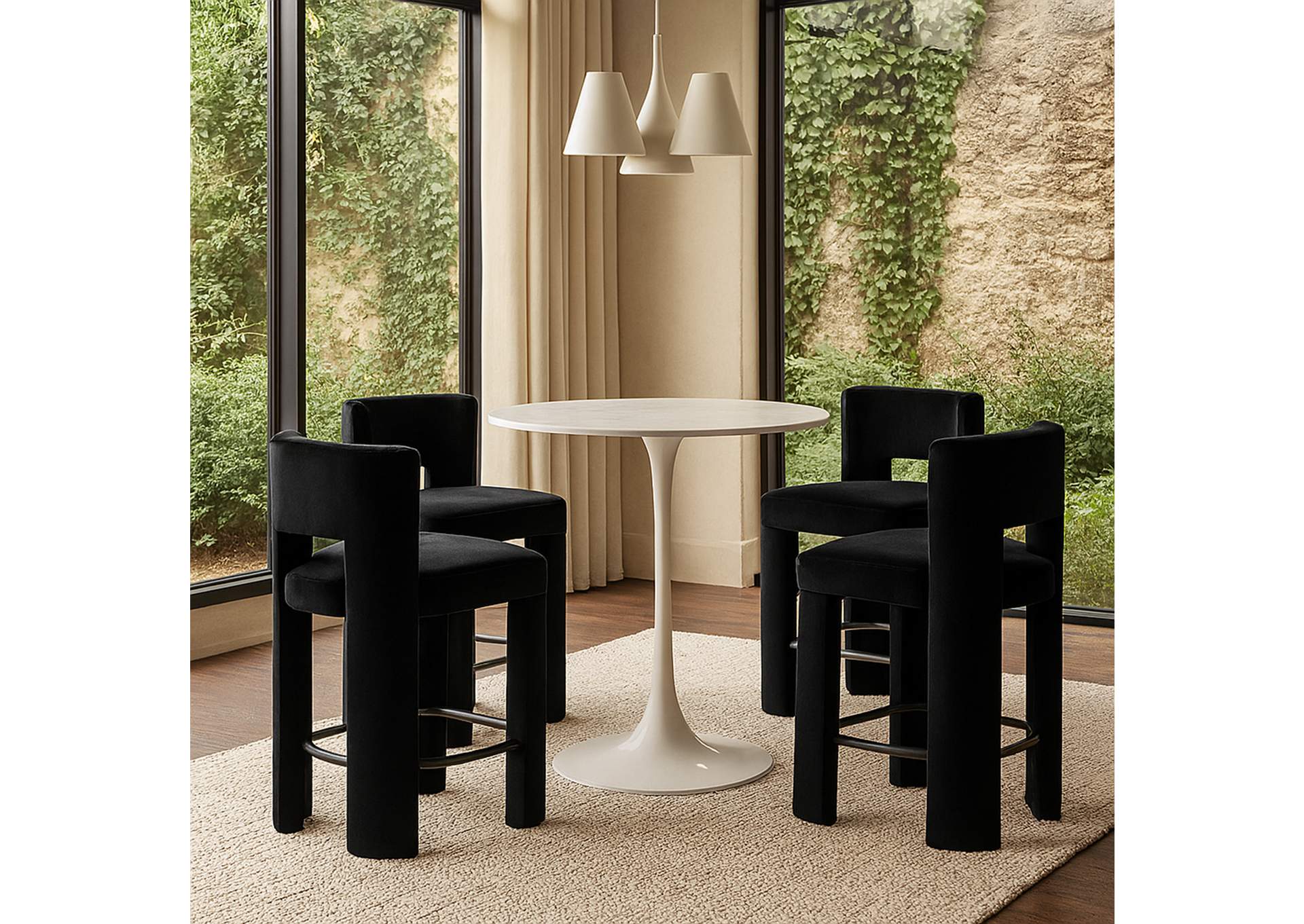 Zuno Black Velvet Performance Fabric Upholstered Counter Stool image 3