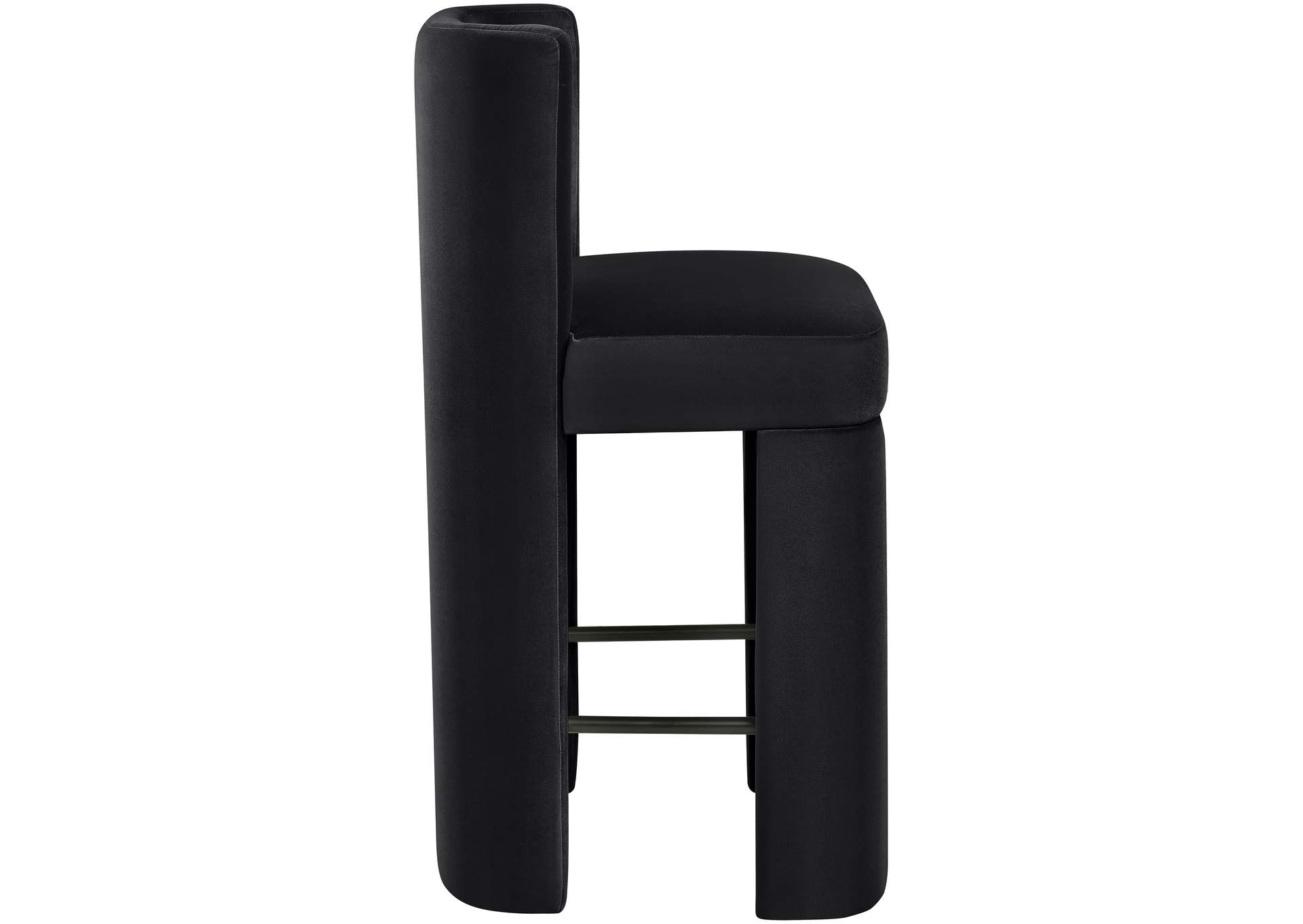 Zuno Black Velvet Performance Fabric Upholstered Counter Stool image 5