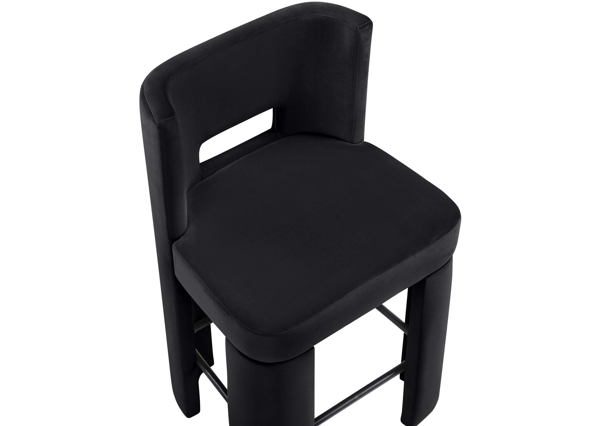 Zuno Black Velvet Performance Fabric Upholstered Counter Stool image 8