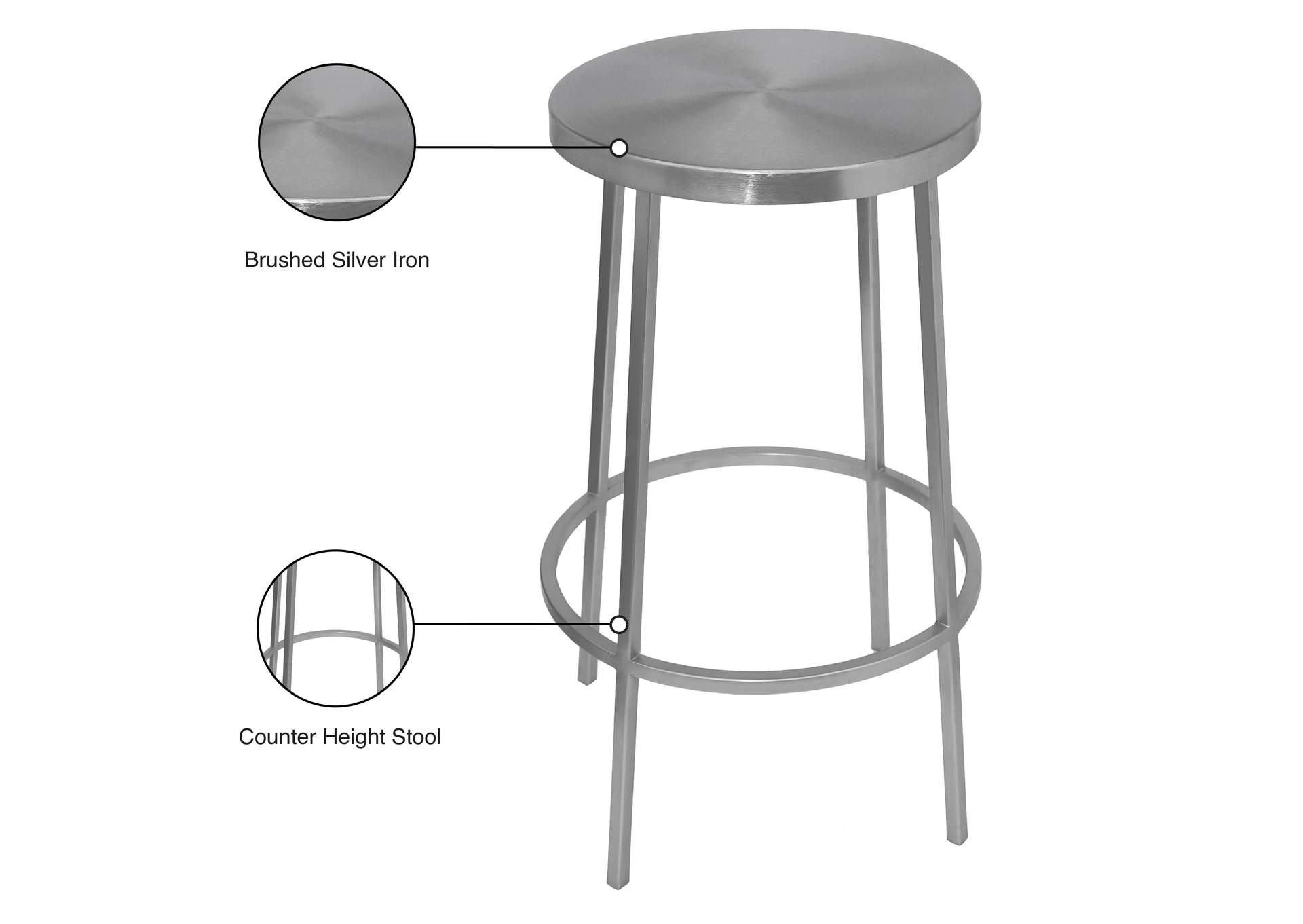 Tyson Silver Iron Counter Stool