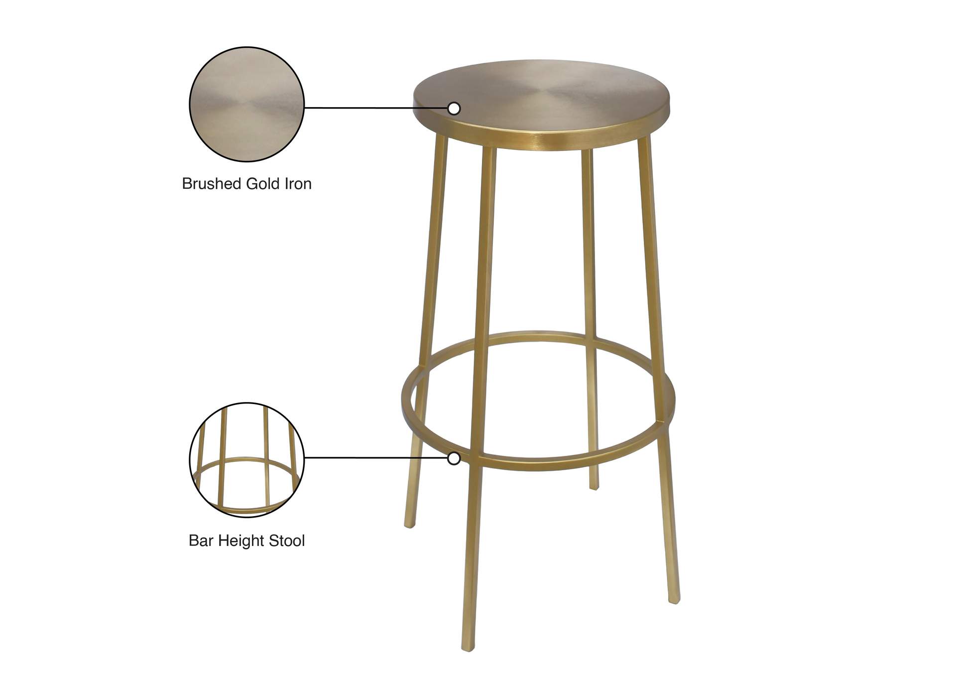 Tyson Gold Iron Bar Stool