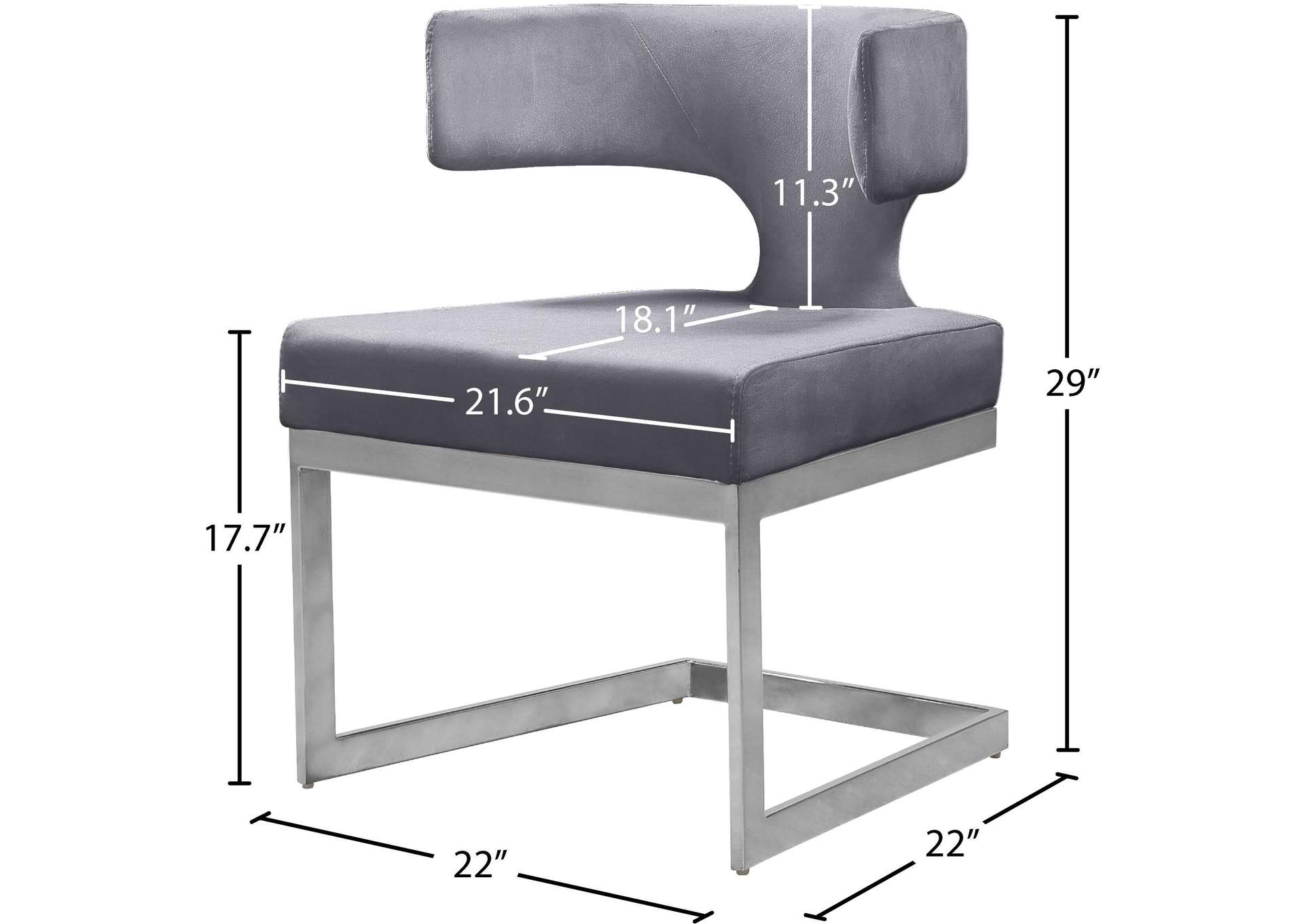 Alexandra Grey Velvet Dining Chair