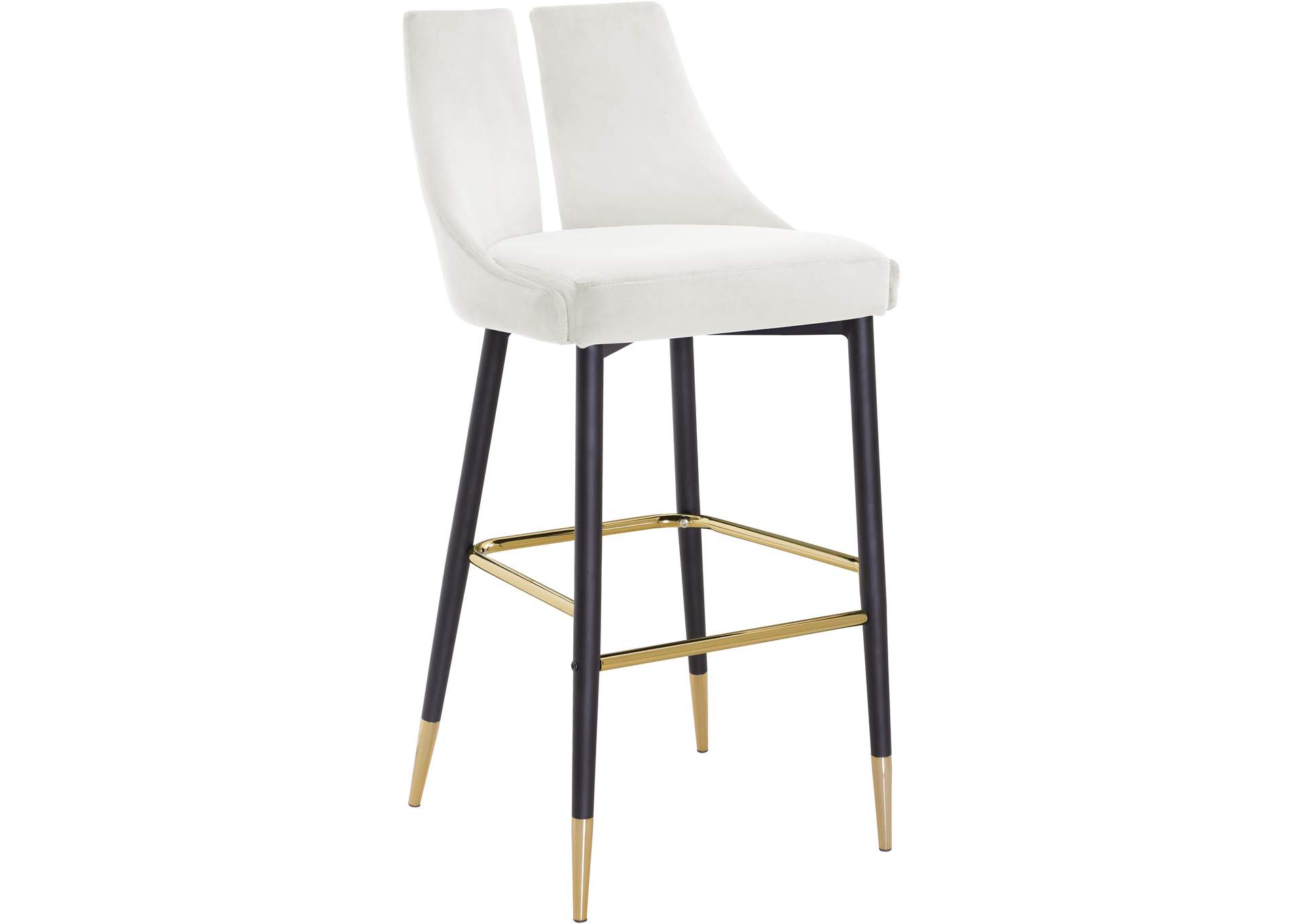 Sleek Cream Velvet Stool