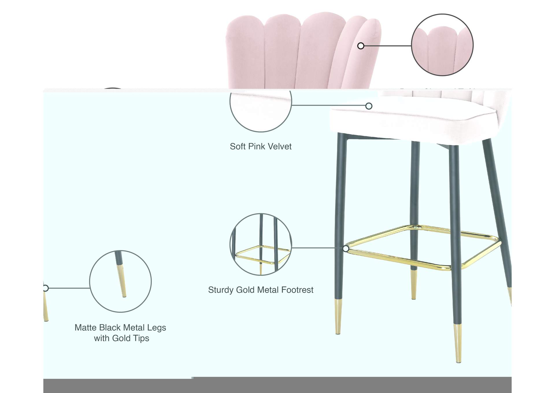Lily Pink Velvet Stool image 10