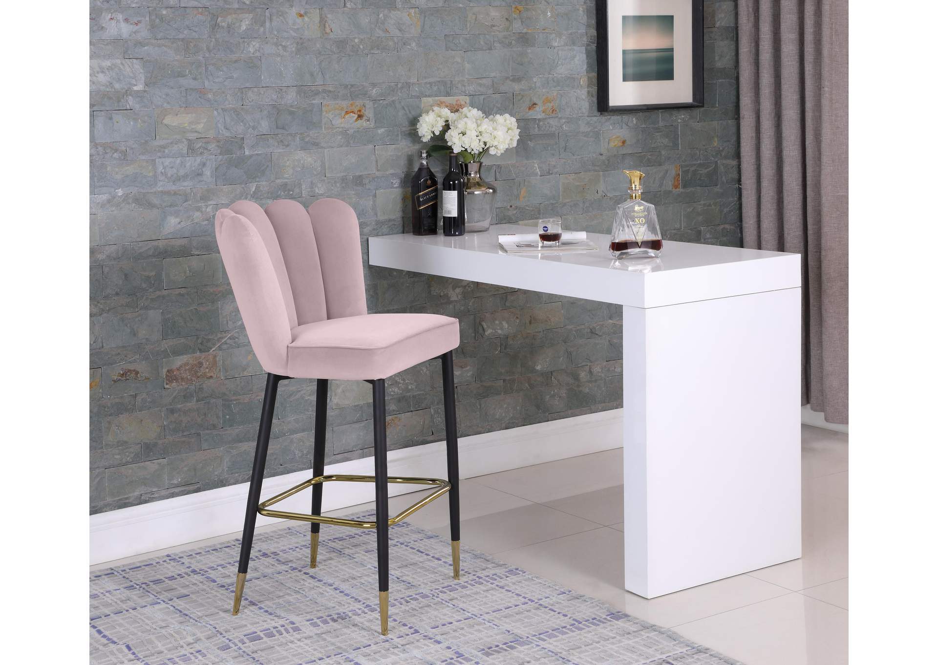 Lily Pink Velvet Stool image 3