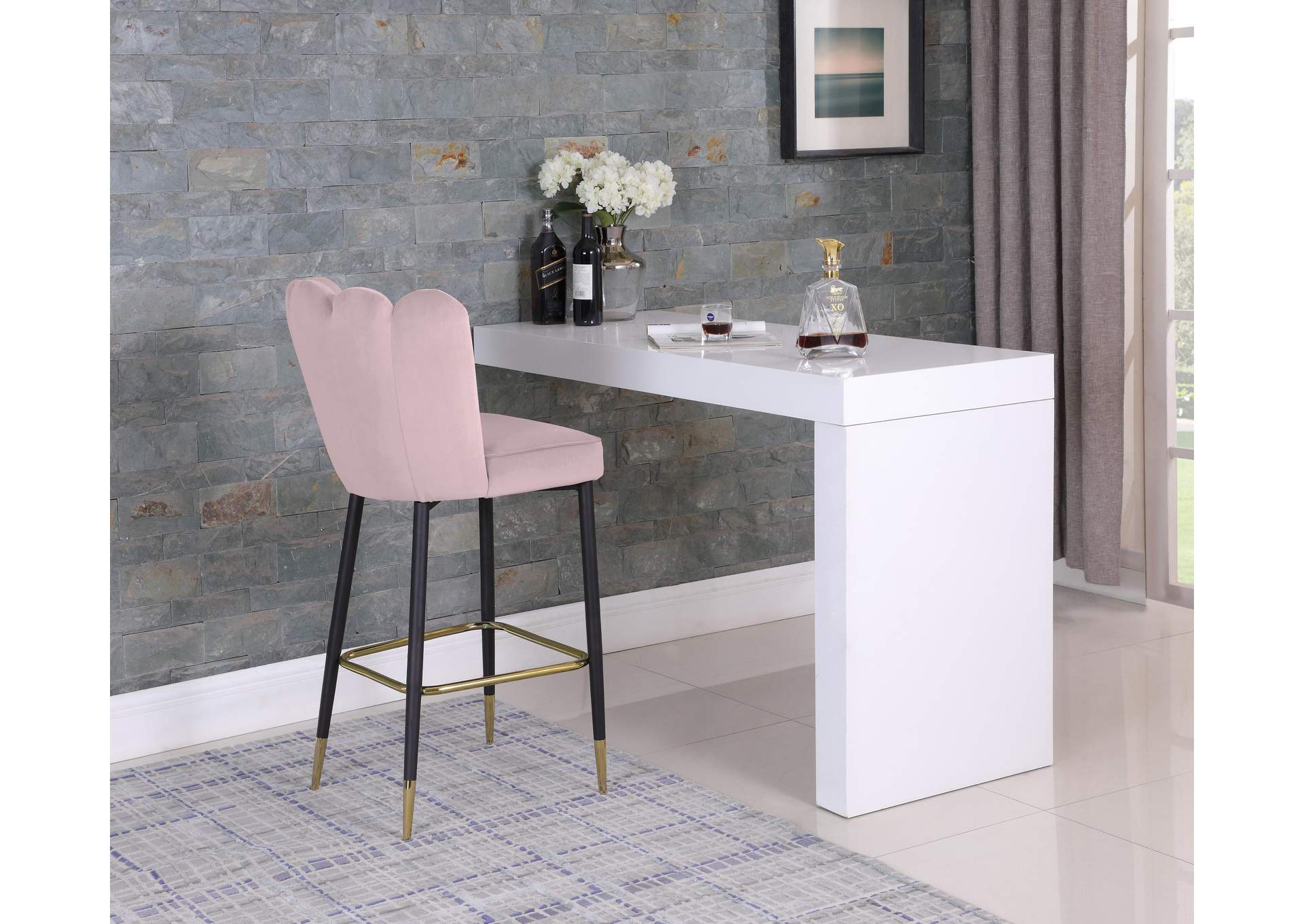 Lily Pink Velvet Stool image 4
