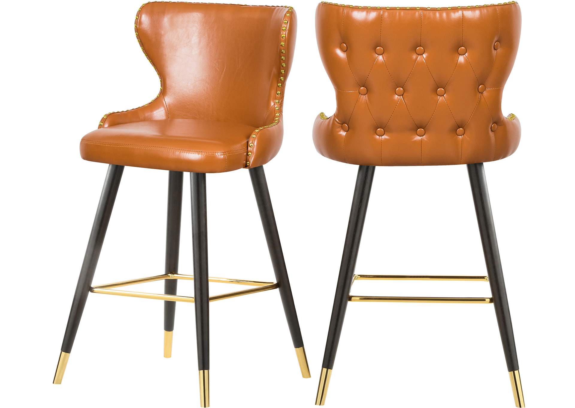 Hendrix Cognac Faux Leather Counter Bar Height Stool