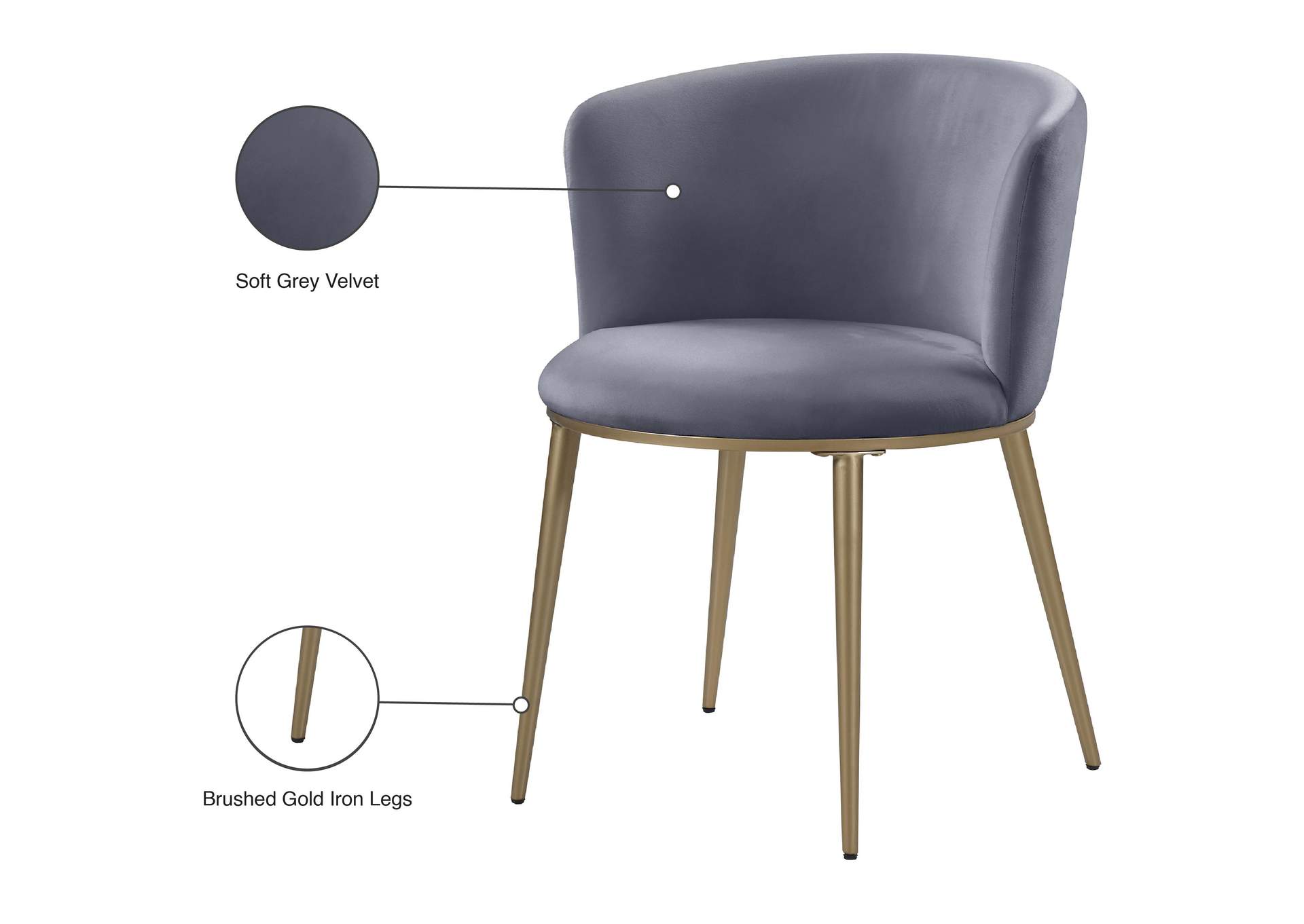Skylar Grey Velvet Dining Chair