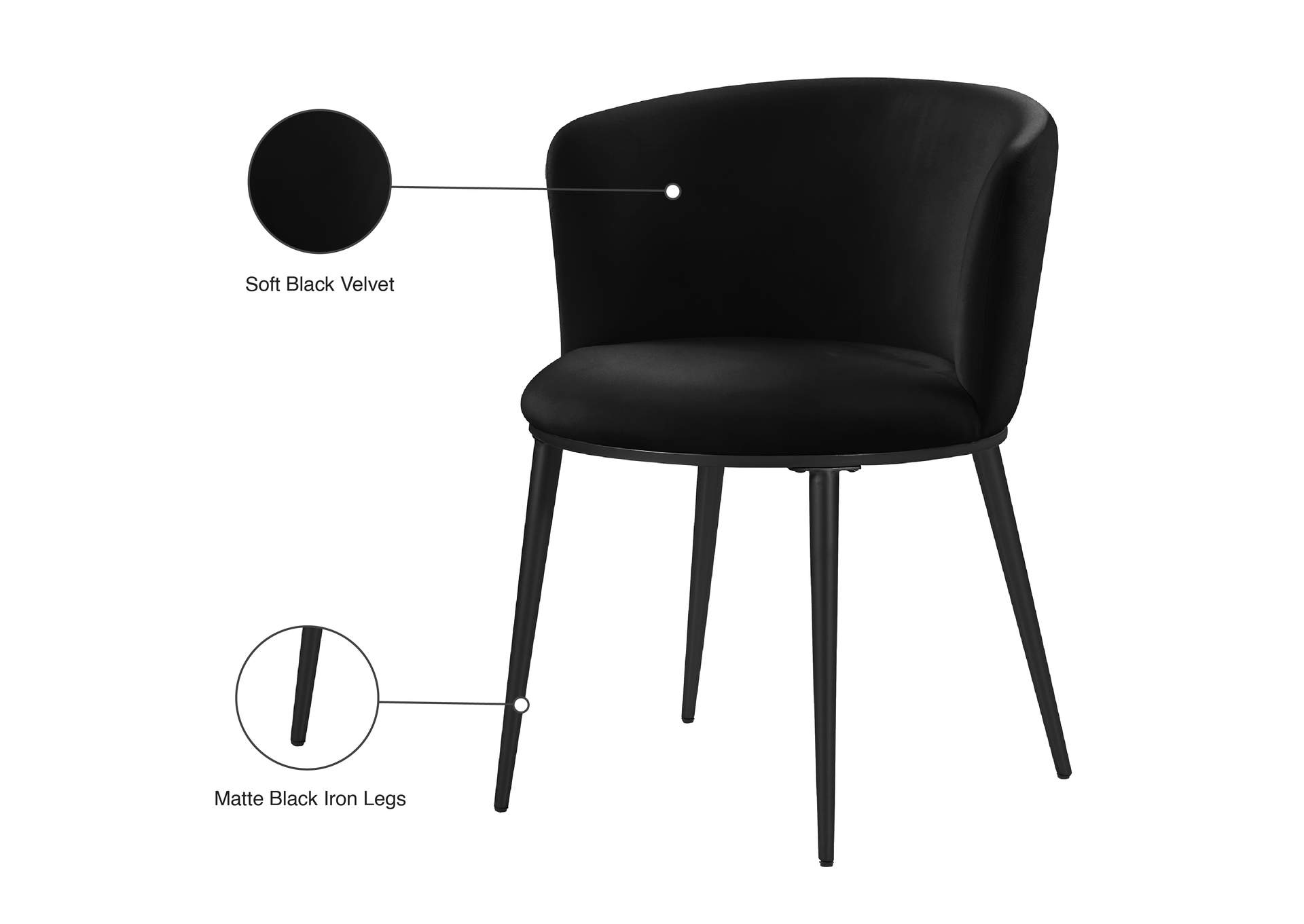Skylar Black Velvet Dining Chair