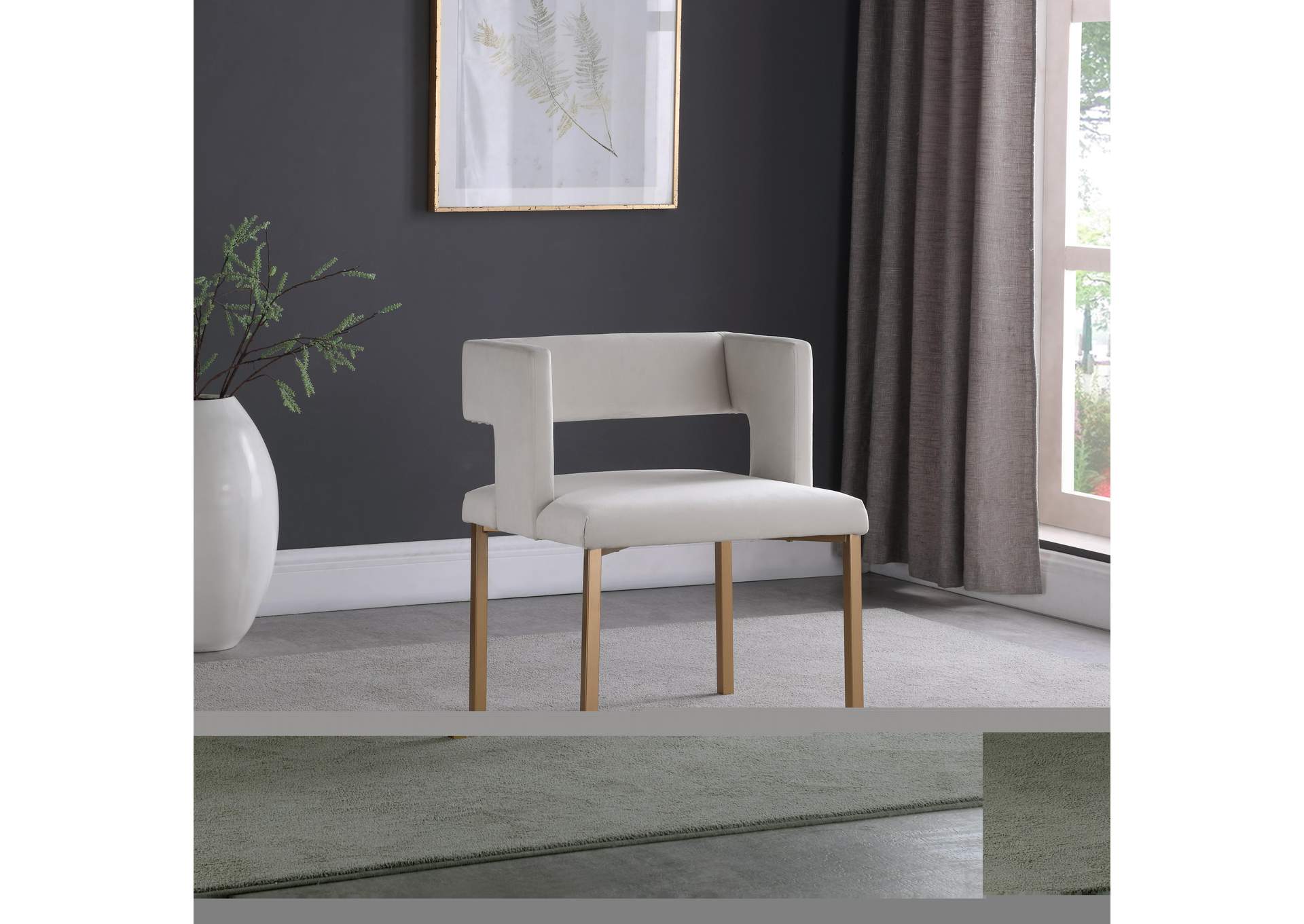 Caleb Cream Velvet Dining Chair