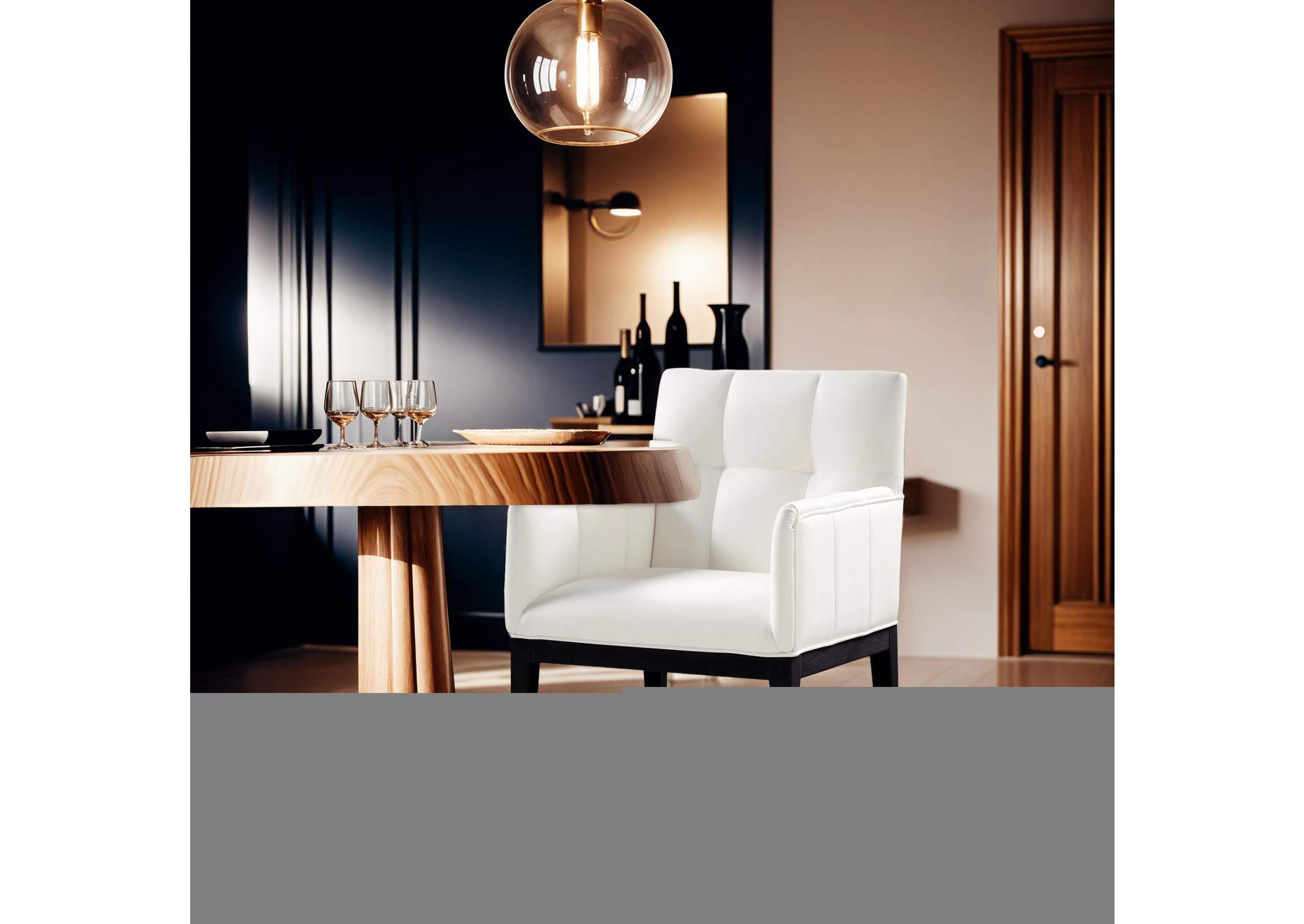 Adrian Cream Vegan Leather Dining Arm Chair