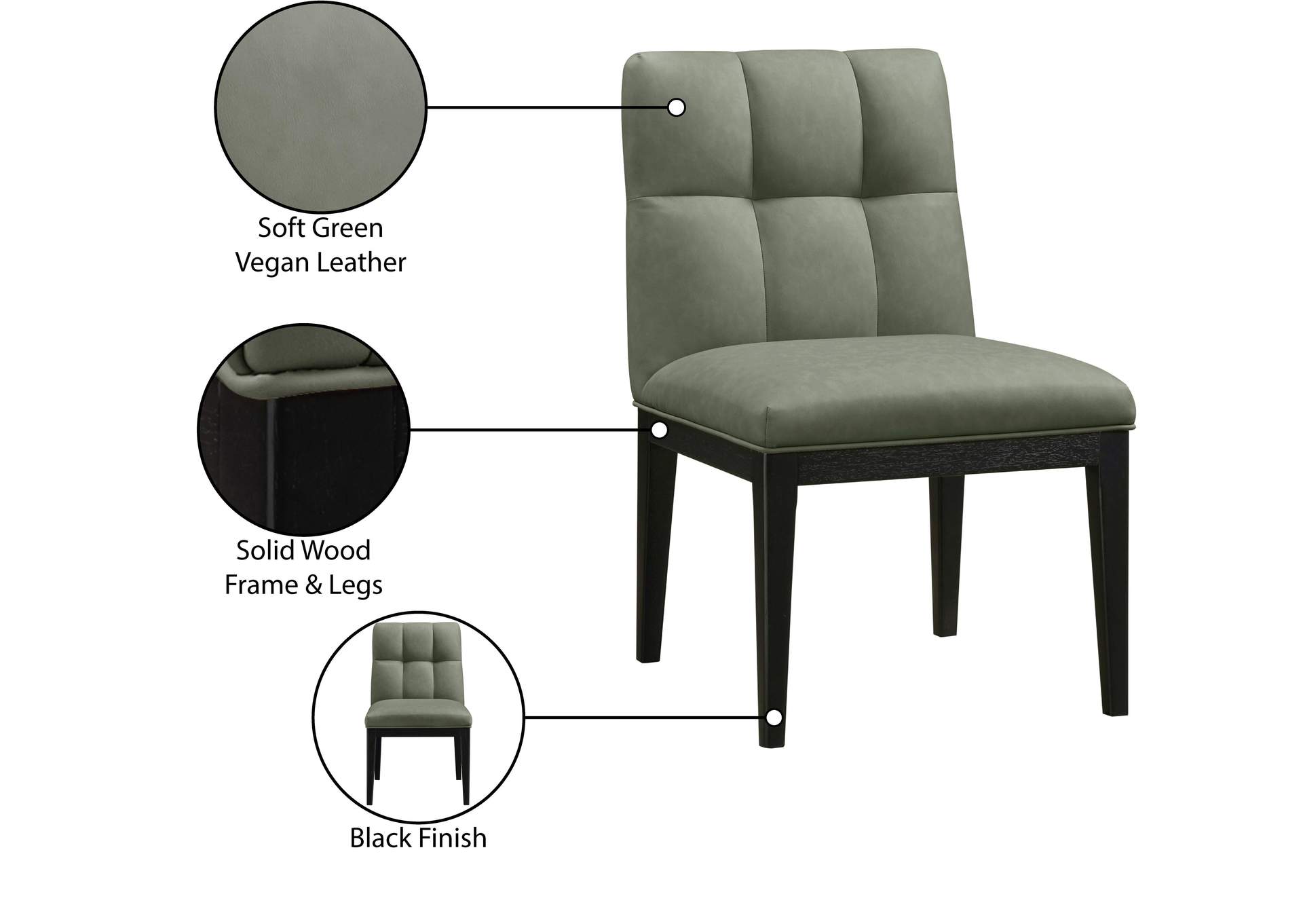 Adrian Green Vegan Leather Dining Side Chair image 12