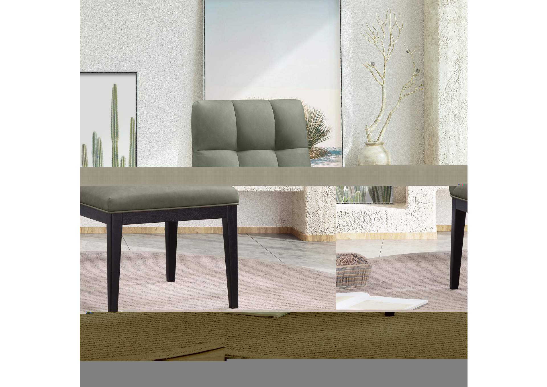 Adrian Green Vegan Leather Dining Side Chair image 3