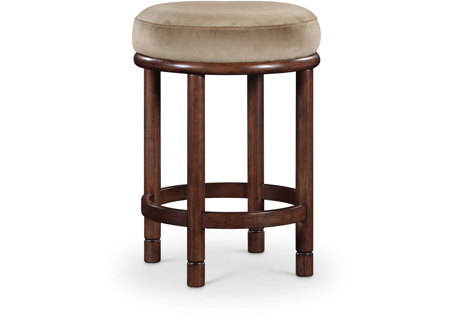 Monette Beige Velvet Counter Stool image 1