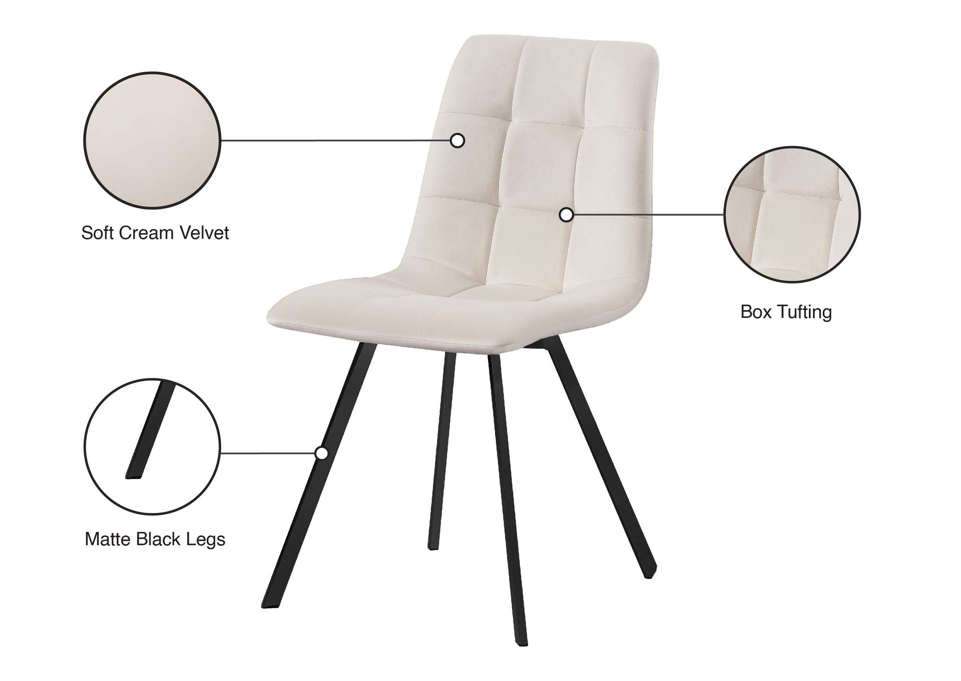 Annie Cream Velvet Dining Chair