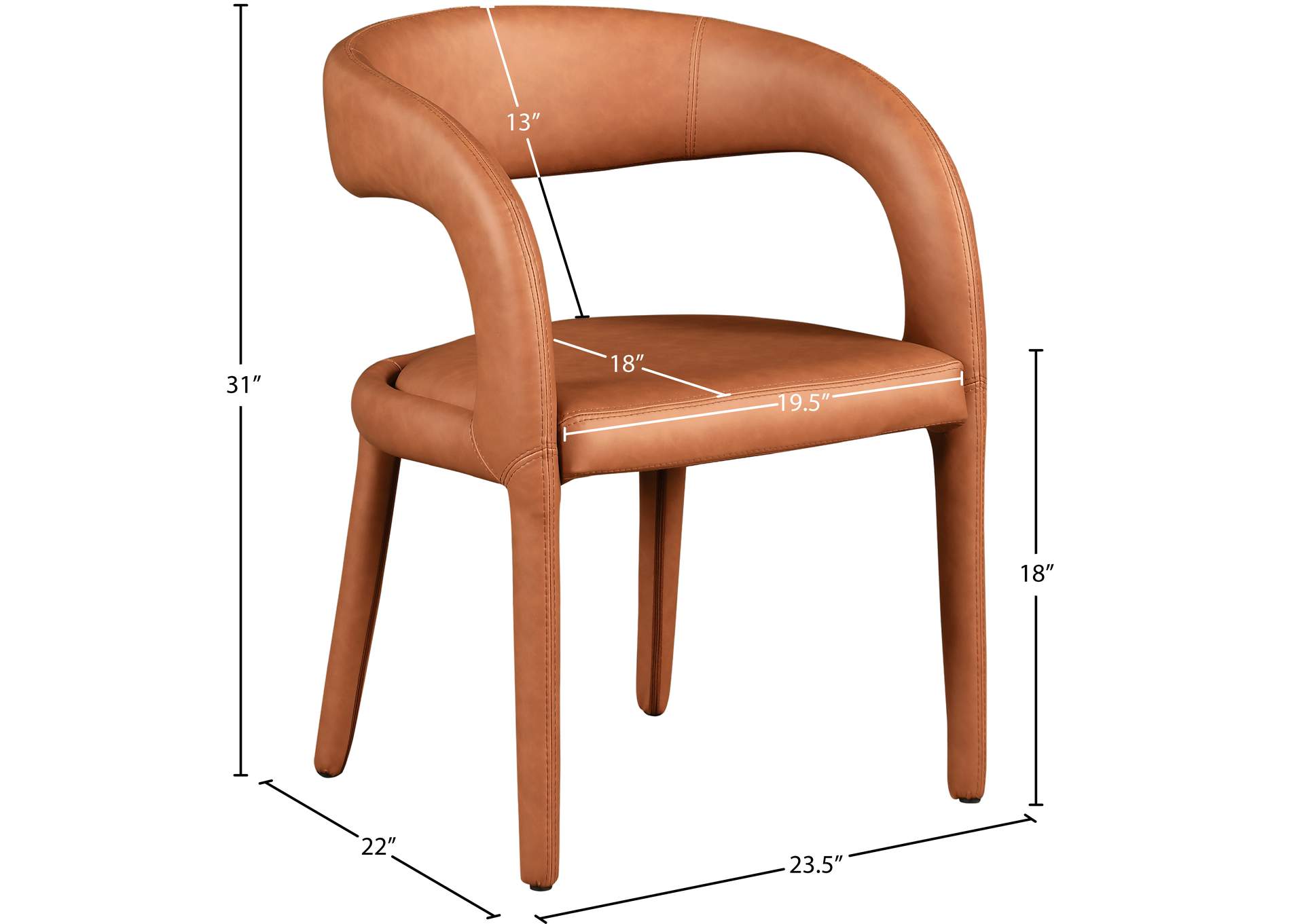 Sylvester Cognac Faux Leather Dining Chair