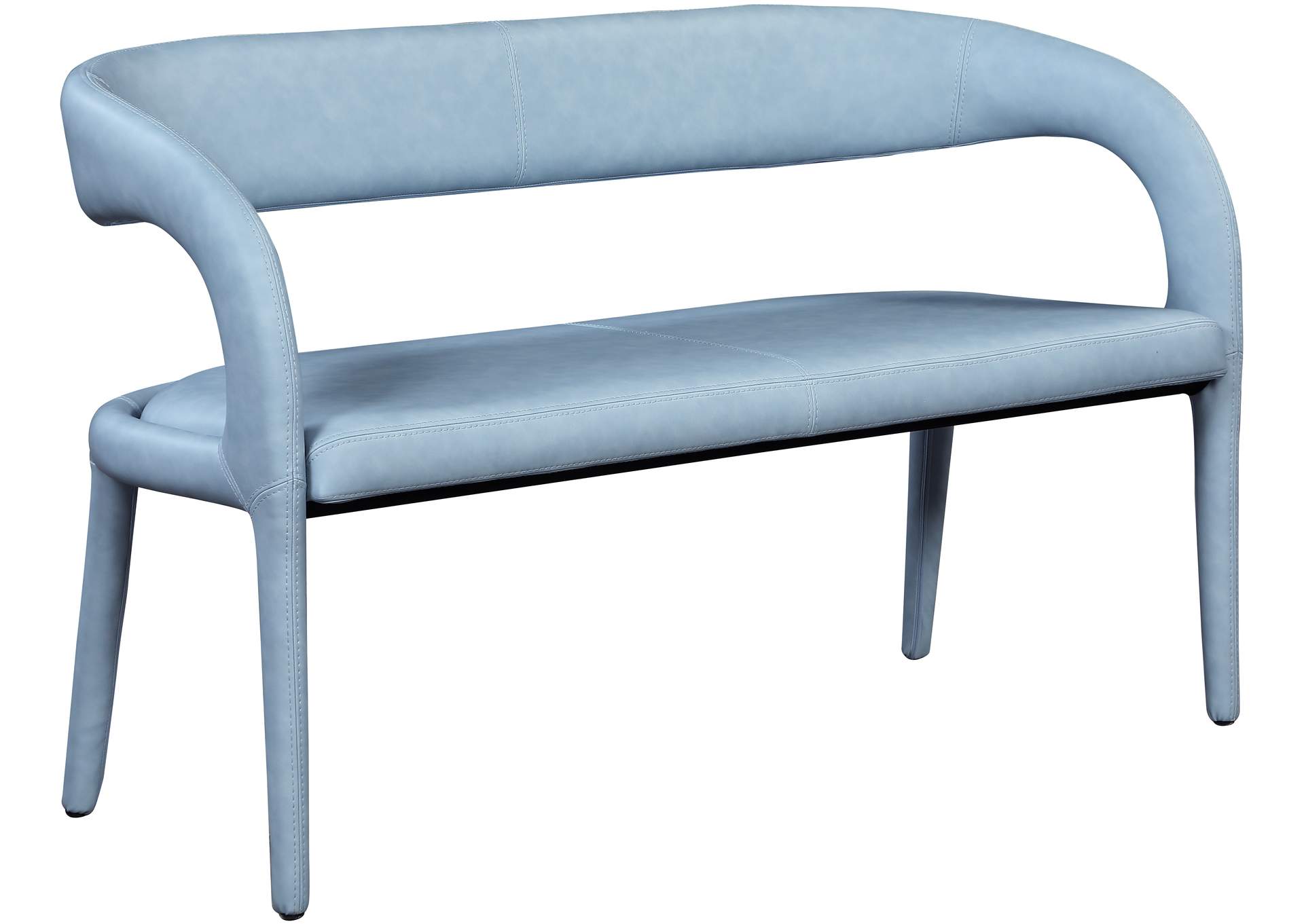Sylvester Light Blue Faux Leather Bench