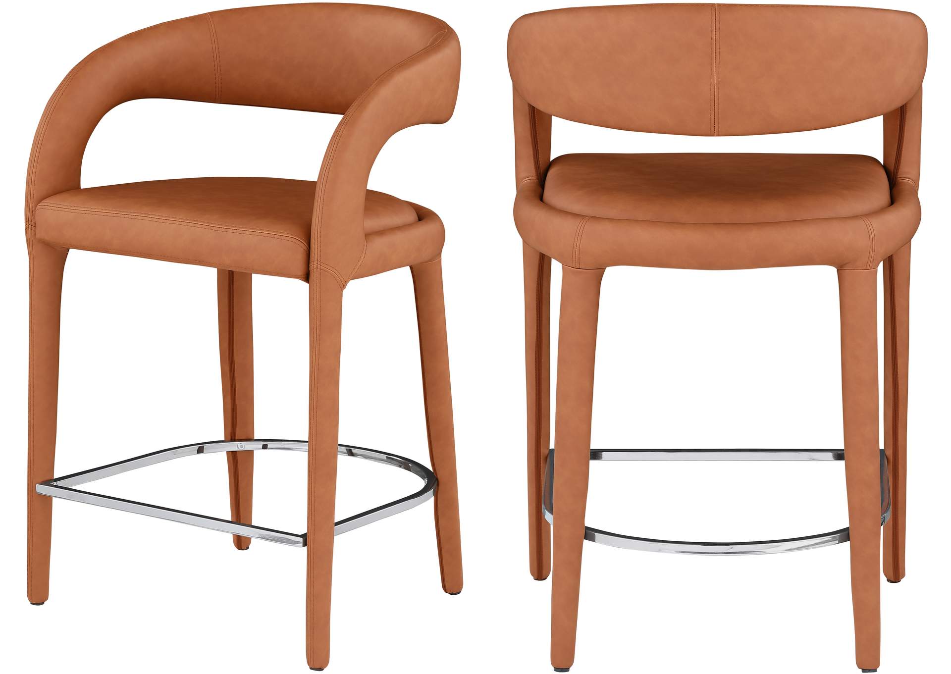 Sylvester Cognac Faux Leather Stool