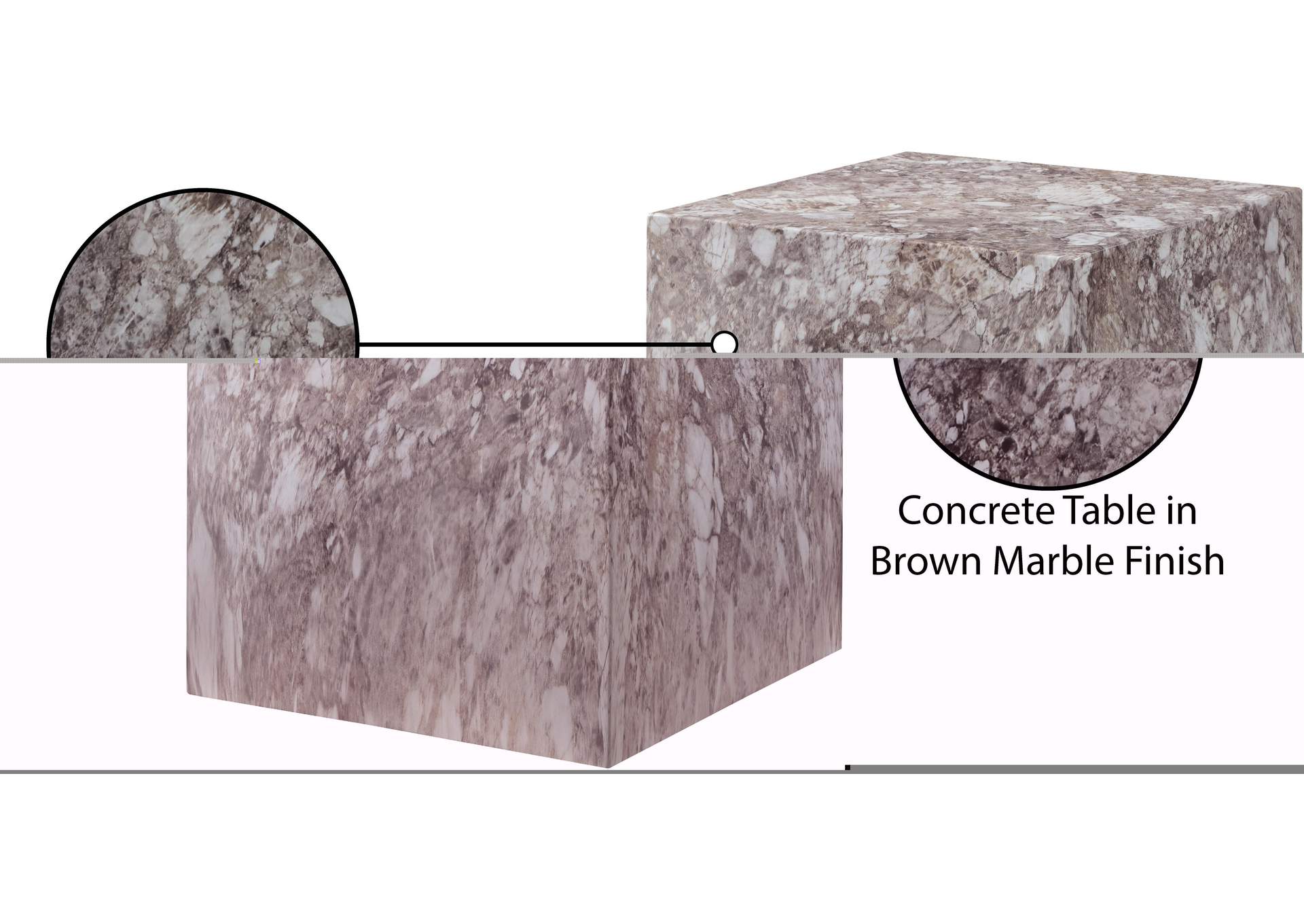 Piazza Brown Marble Finish Concrete End Table image 9