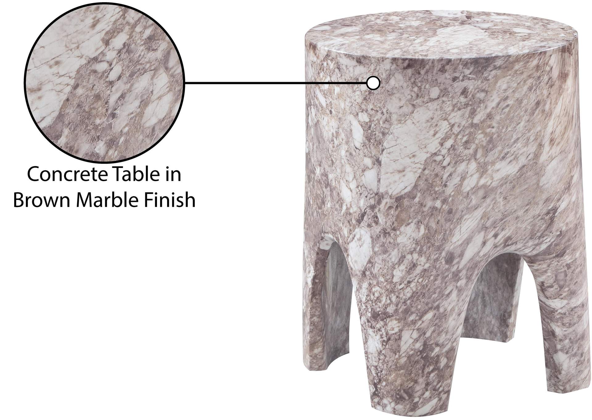 Foligno Brown Marble Finish Concrete End Table