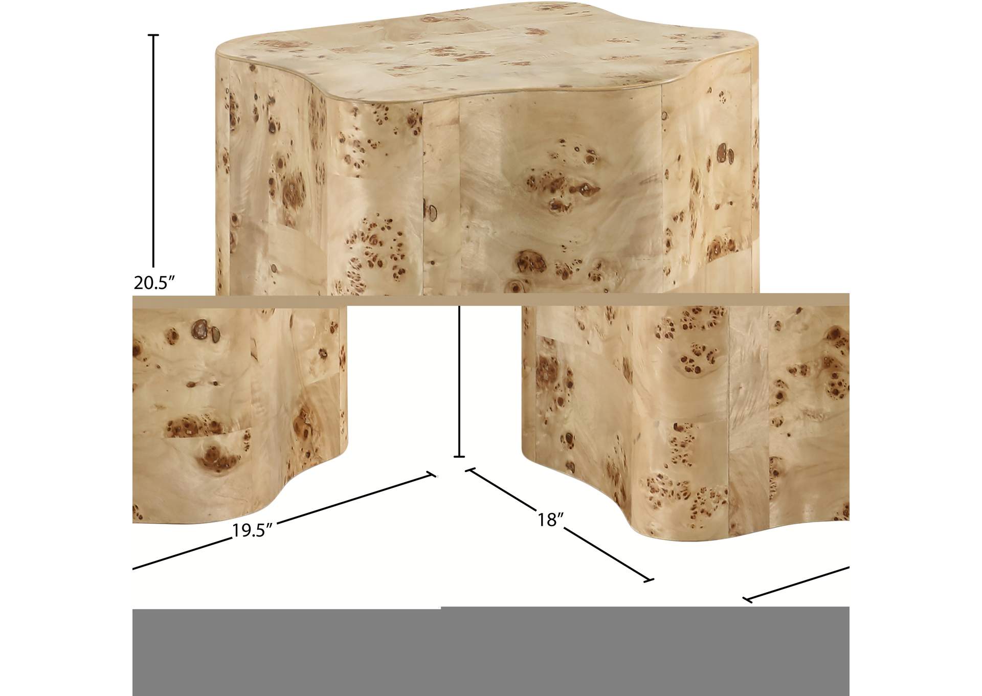 Zaire Natural Burl Wood End Table