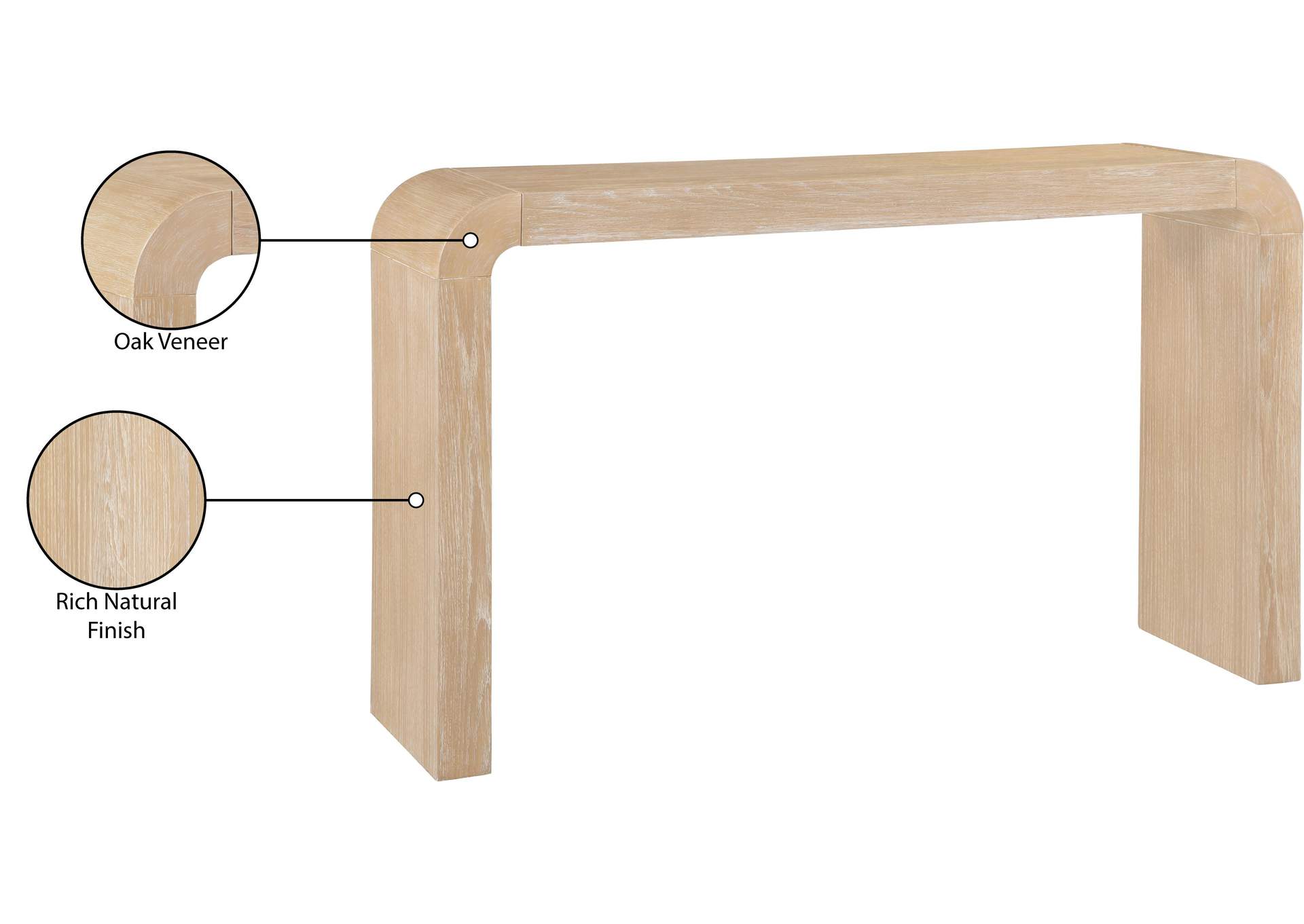 Toulon Natural Oak Veneer Console Table image 8