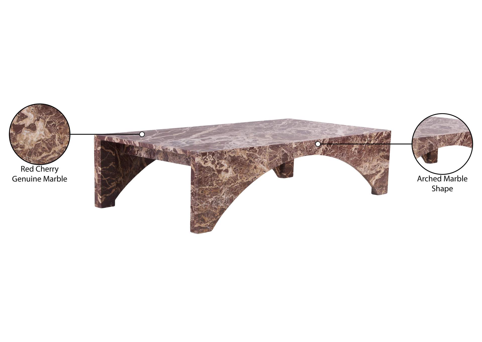 Palermo Cherry Marble Coffee Table image 10