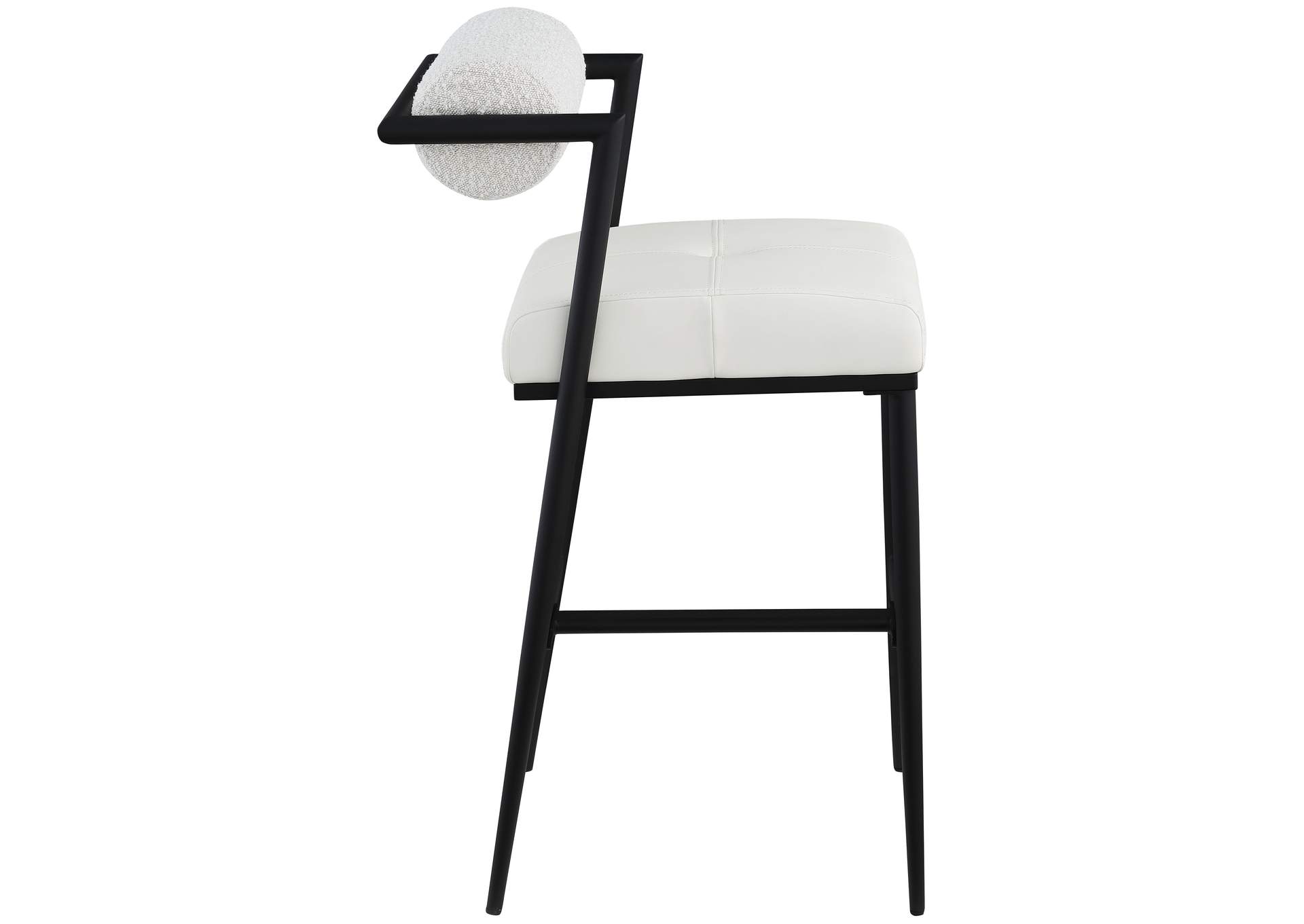 Stryker Cream Boucle Fabric And Vegan Leather Stool