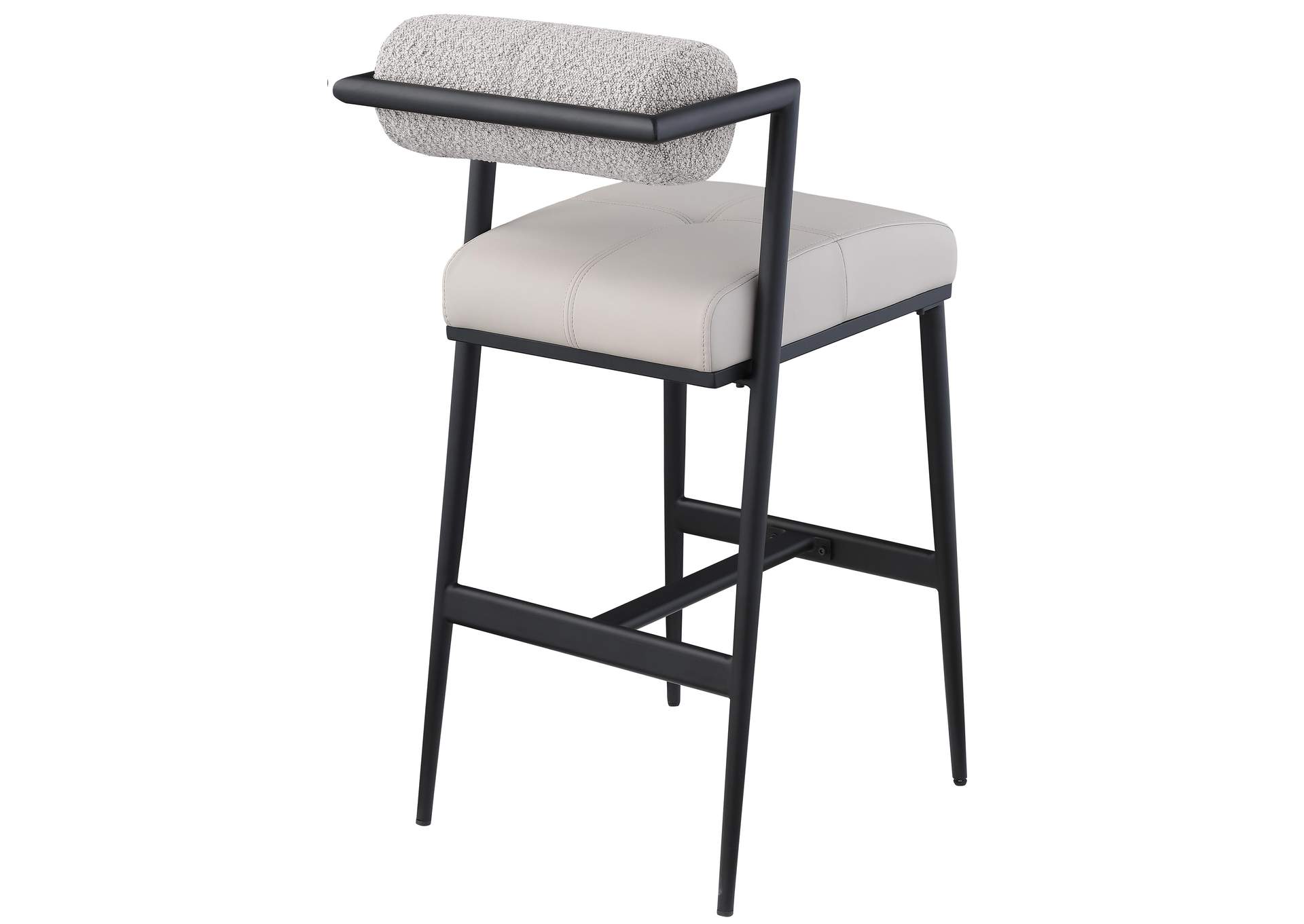 Stryker Taupe Boucle Fabric And Faux Leather Stool Set of 2
