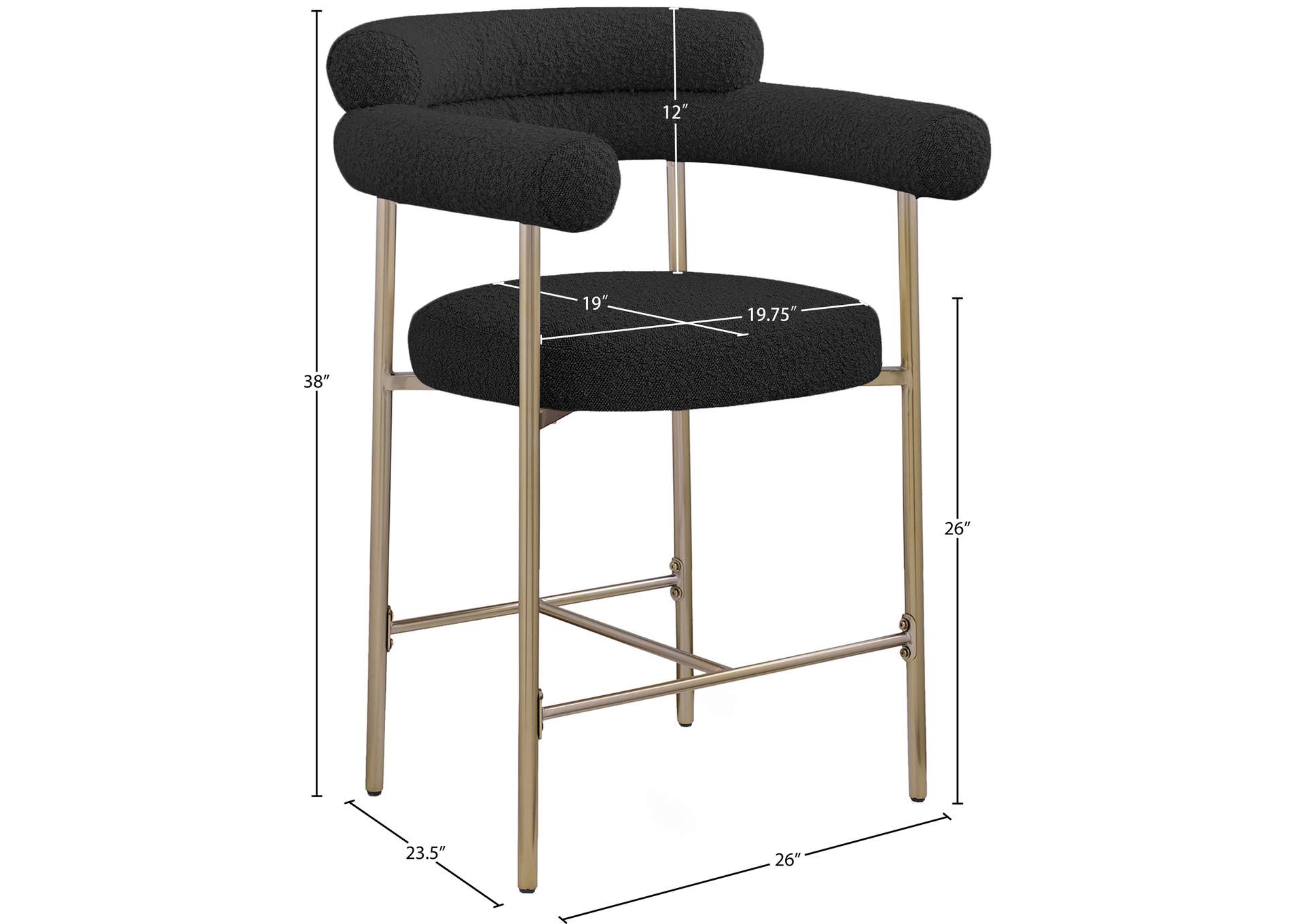 Blake Black Boucle Fabric Counter Stool image 9