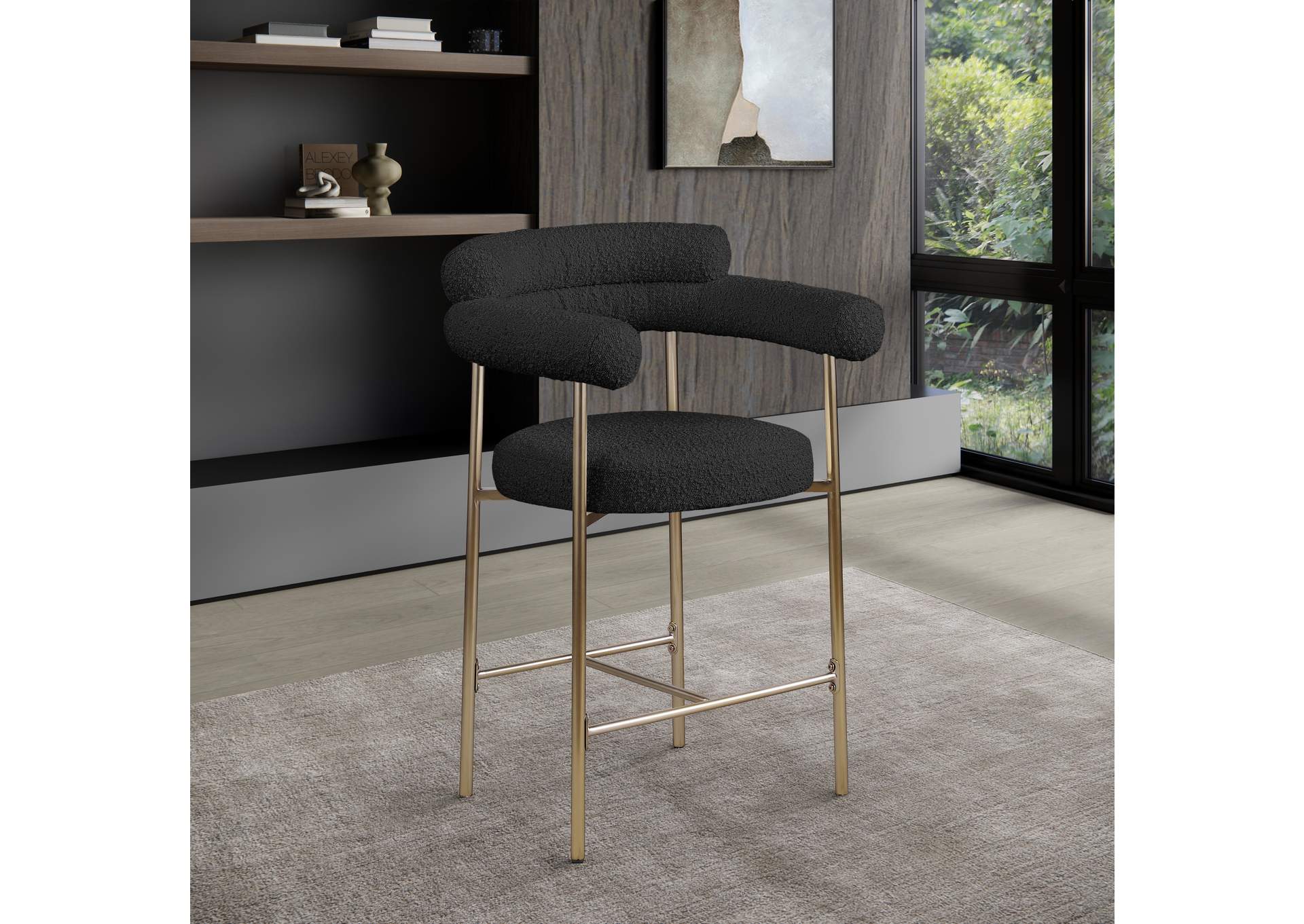 Blake Black Boucle Fabric Counter Stool image 3