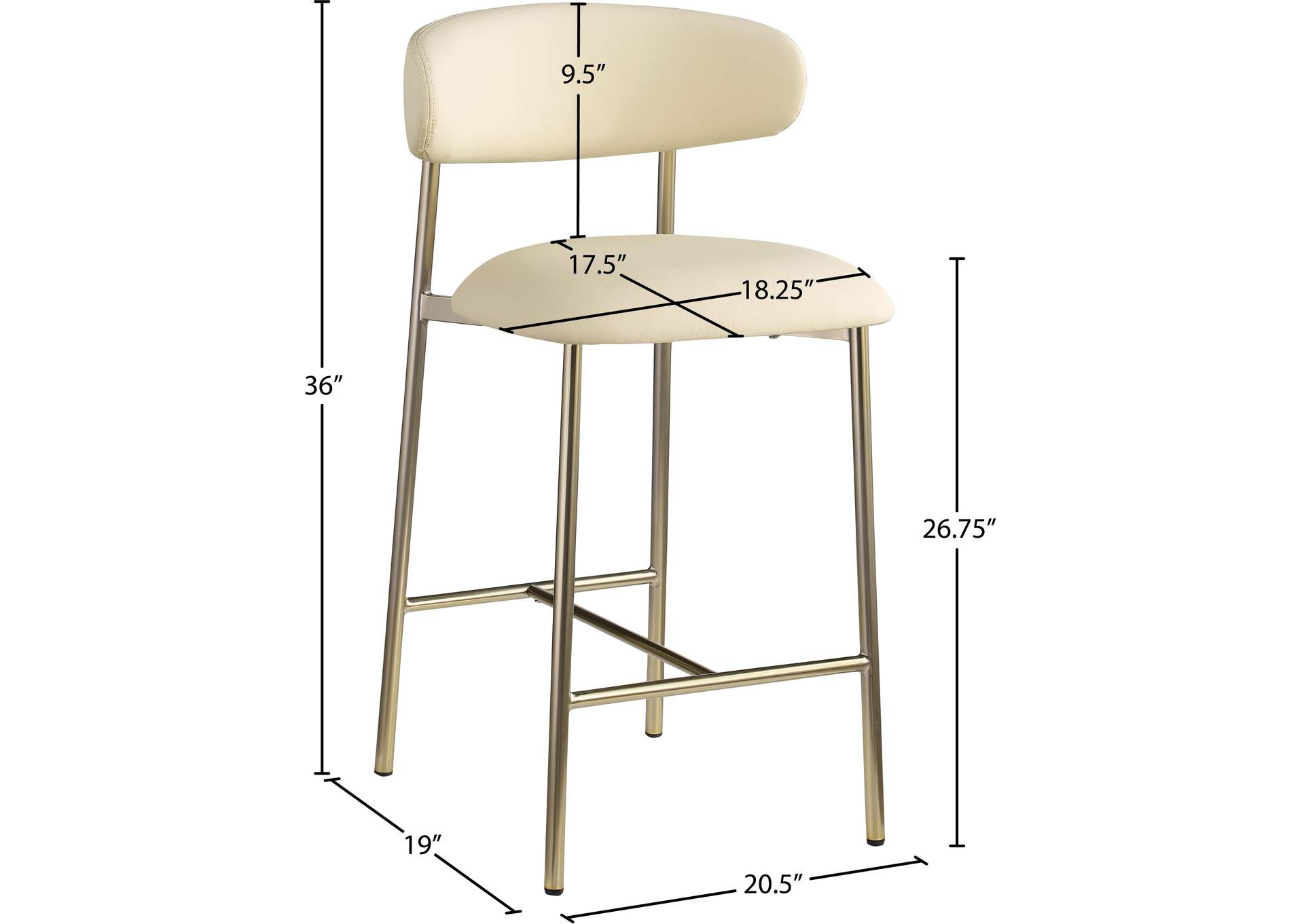 Lupita Cream Vegan Leather Counter Stool image 9