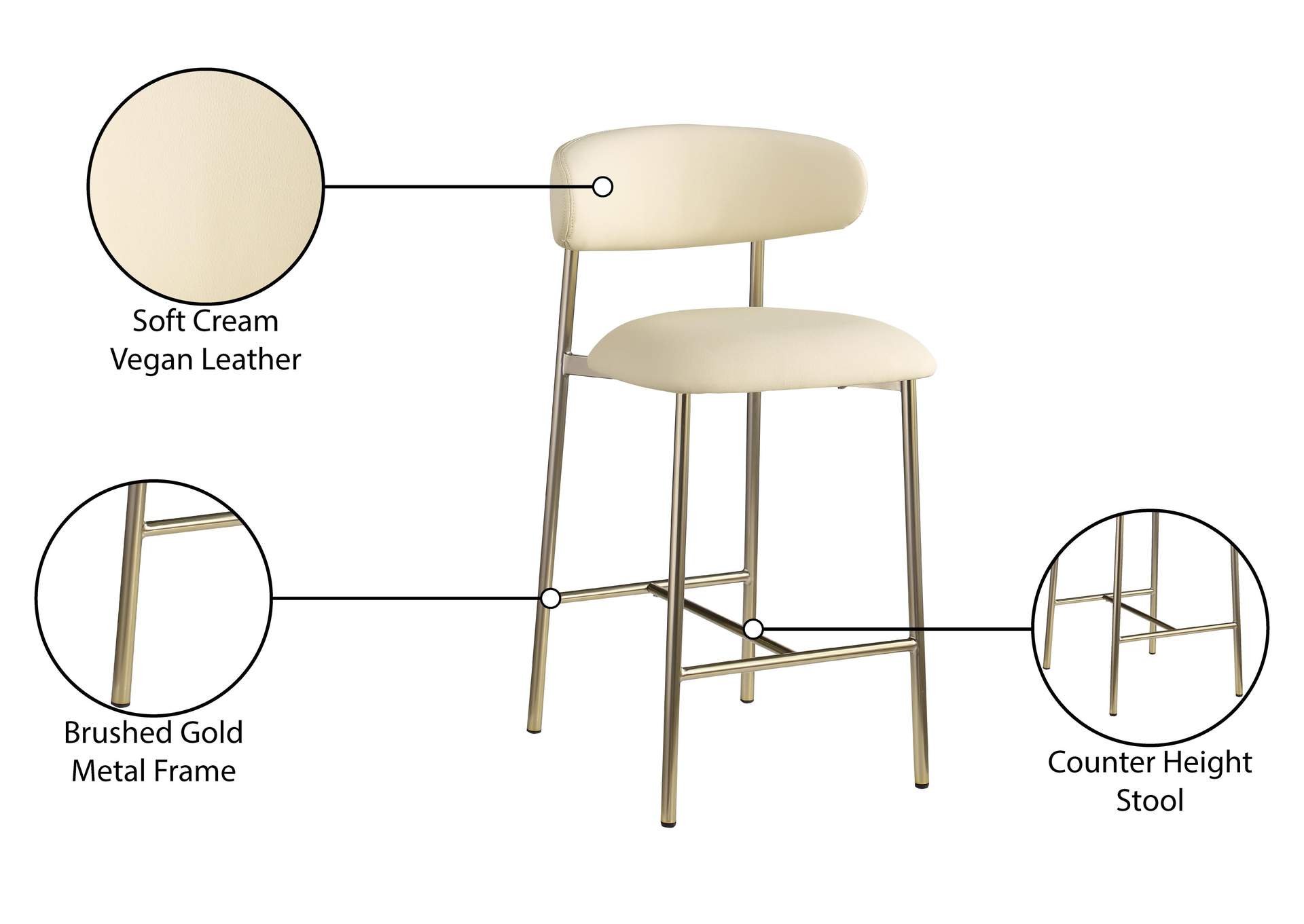 Lupita Cream Vegan Leather Counter Stool image 10