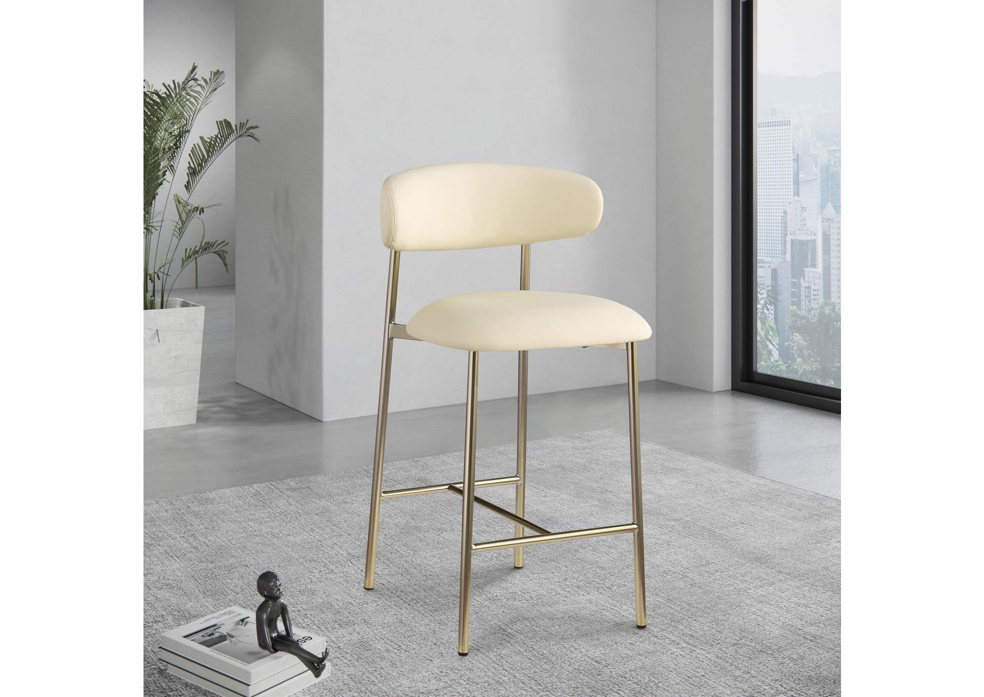Lupita Cream Vegan Leather Counter Stool image 3