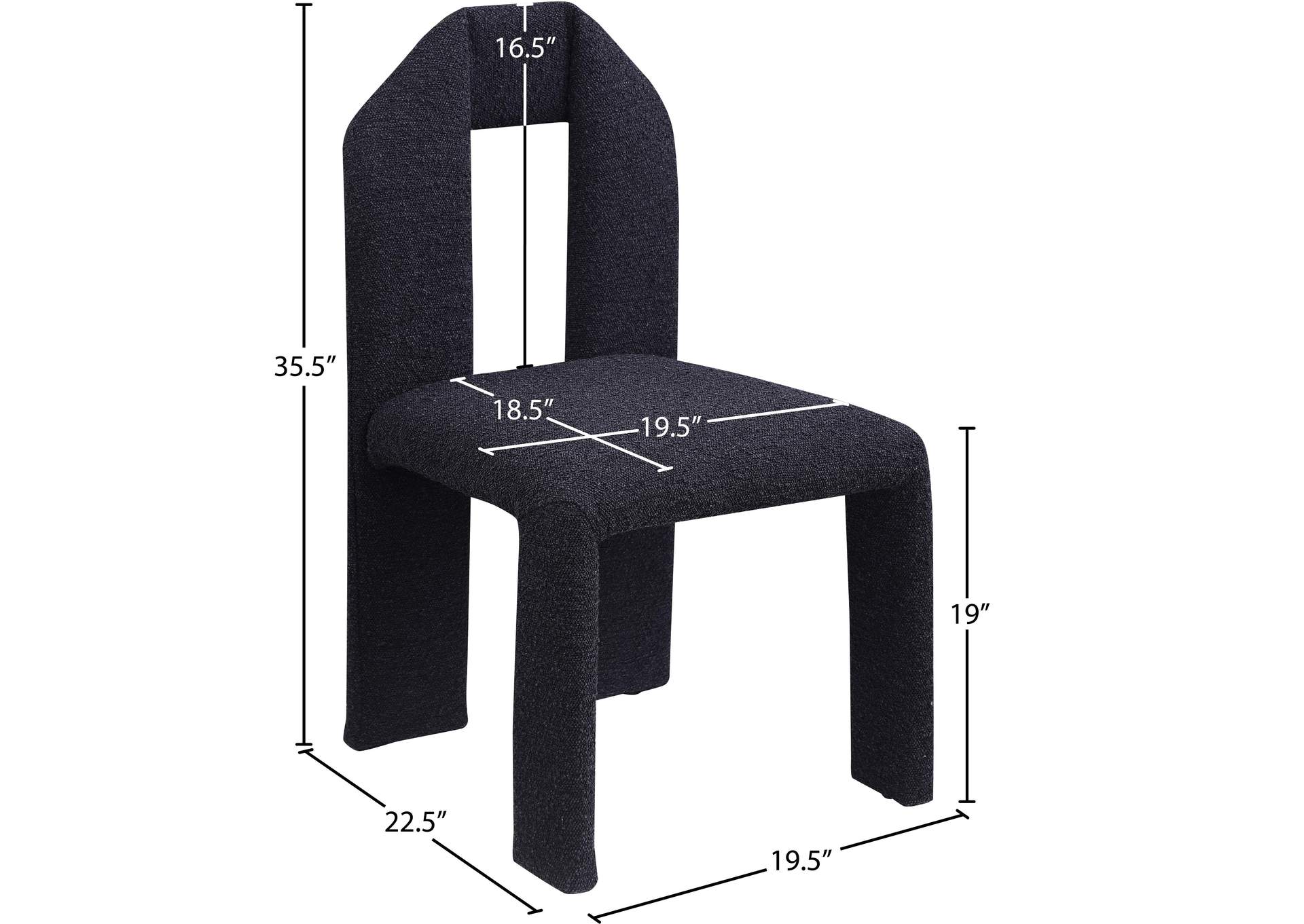 Bennett Black Boucle Fabric Dining Chair