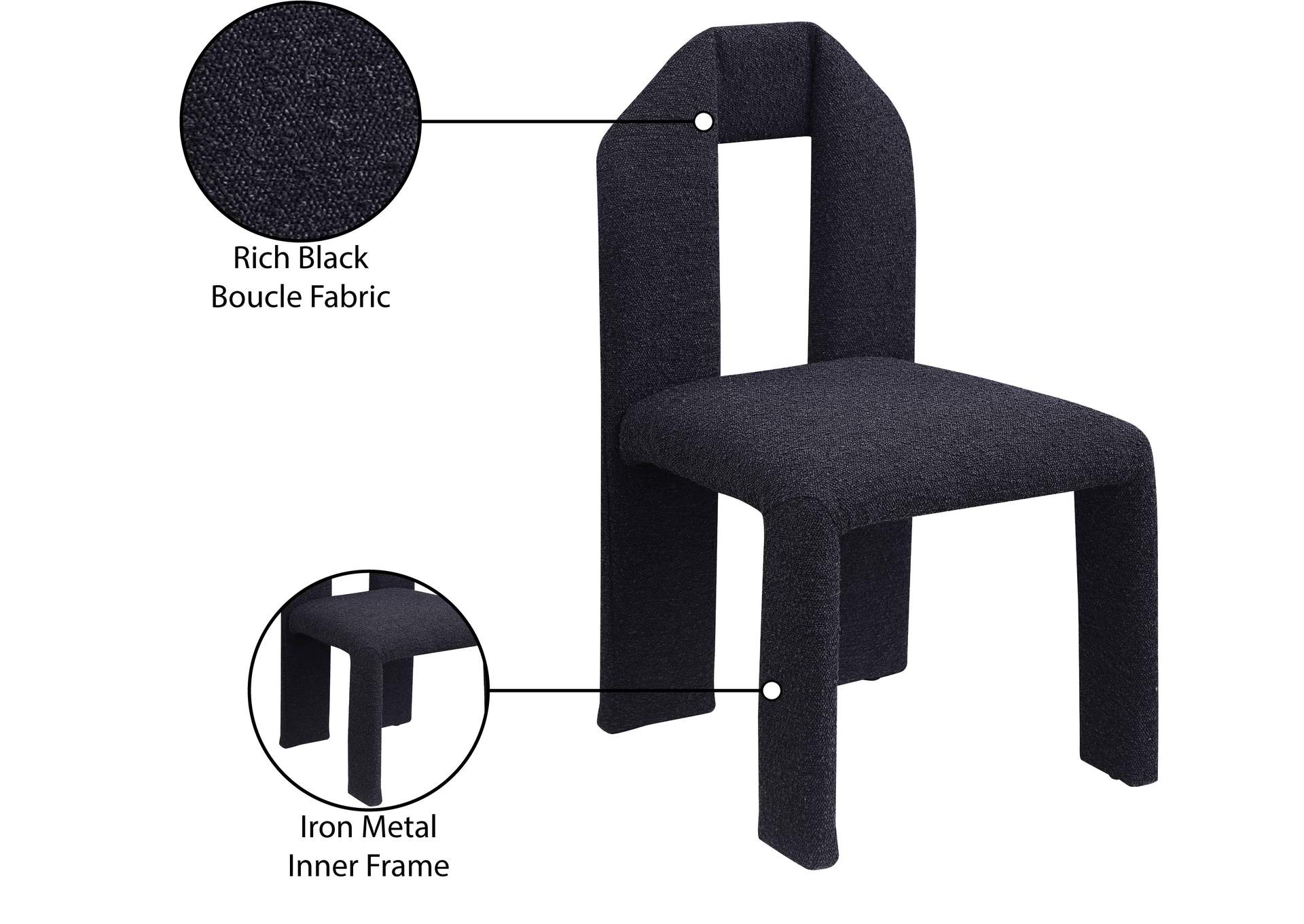 Bennett Black Boucle Fabric Dining Chair