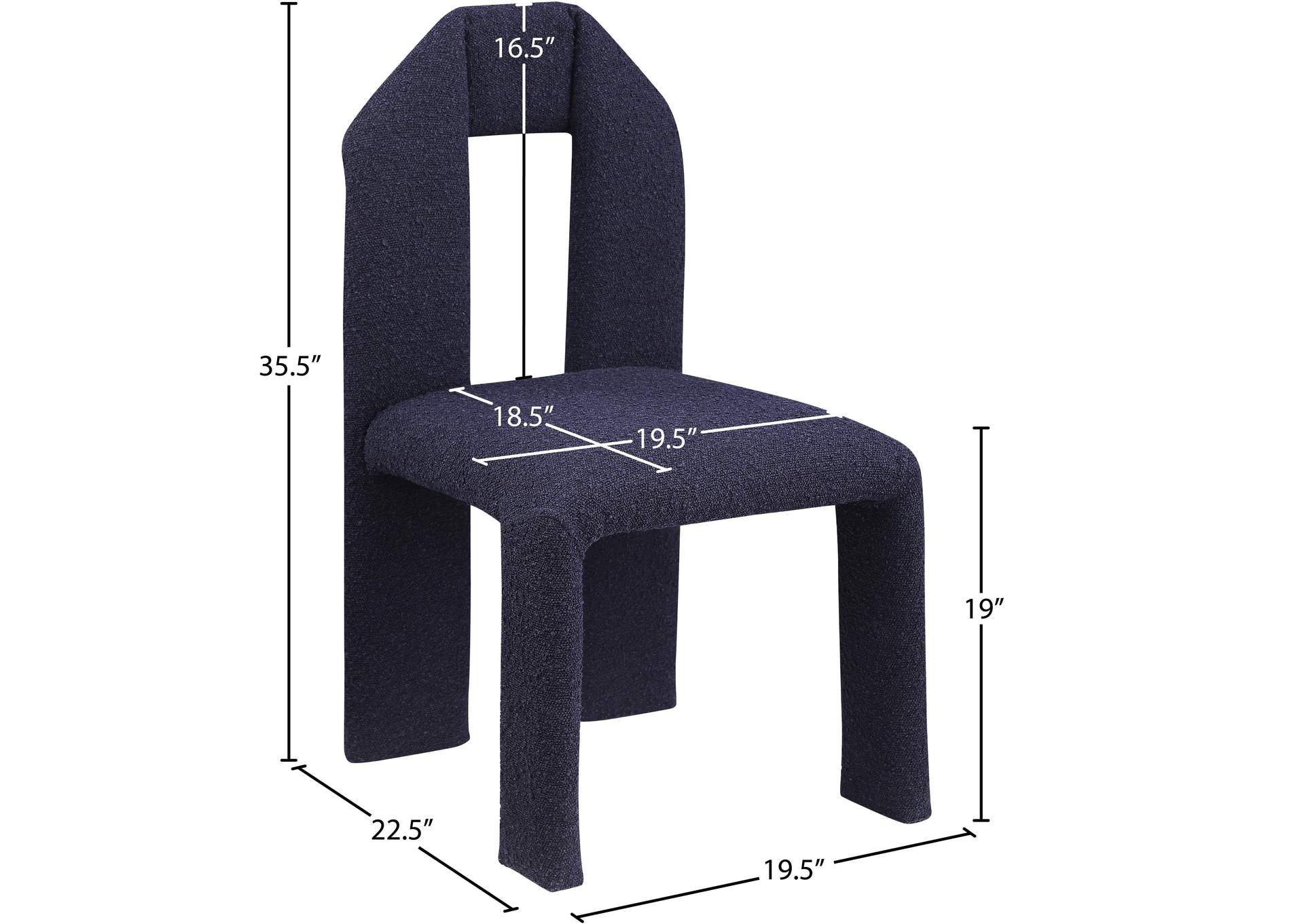 Bennett Navy Boucle Fabric Dining Chair